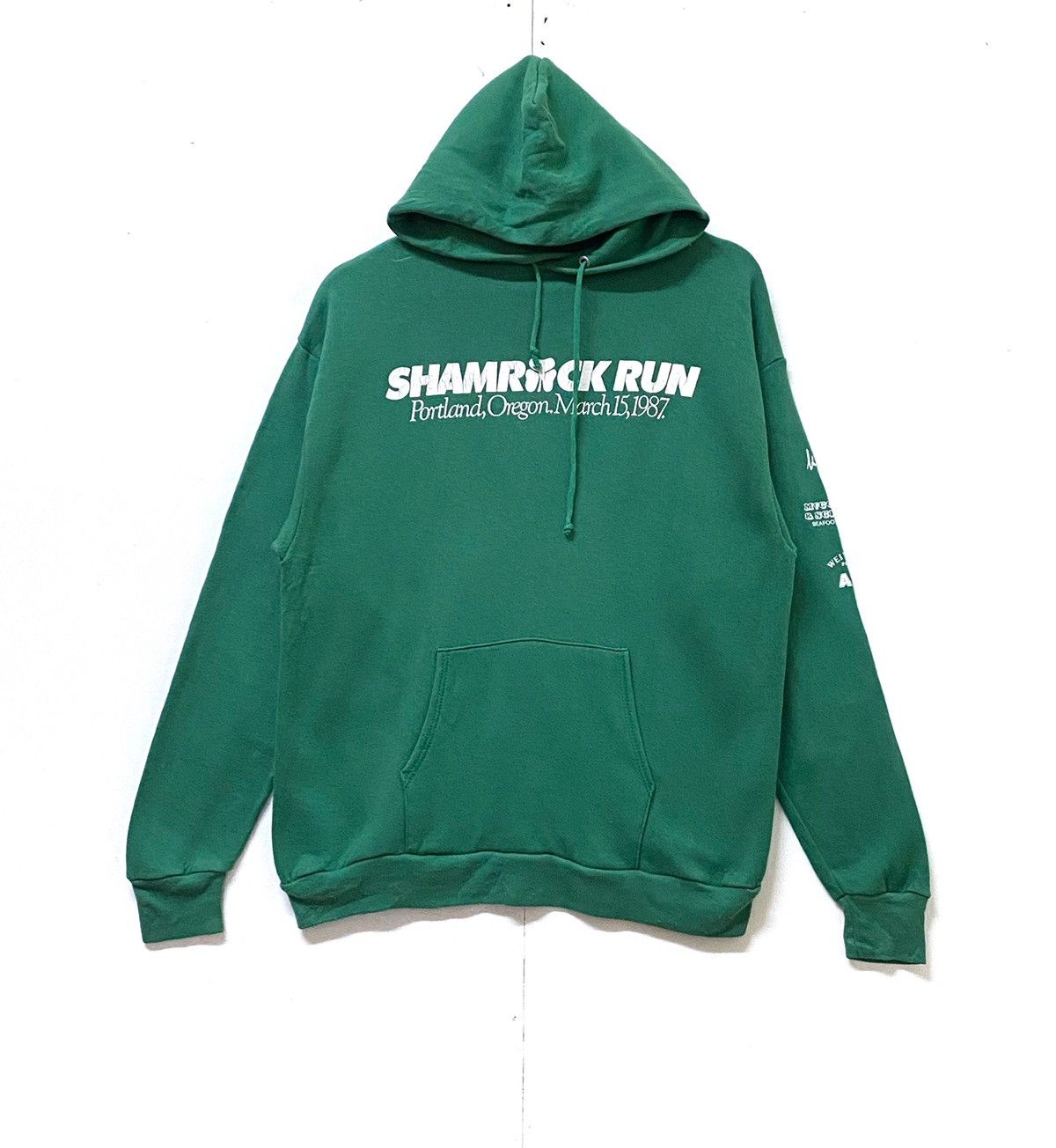 Vintage 80s SHAMROCK RUN HOODIES BIG LOGO PULLOVER SPELLOUT