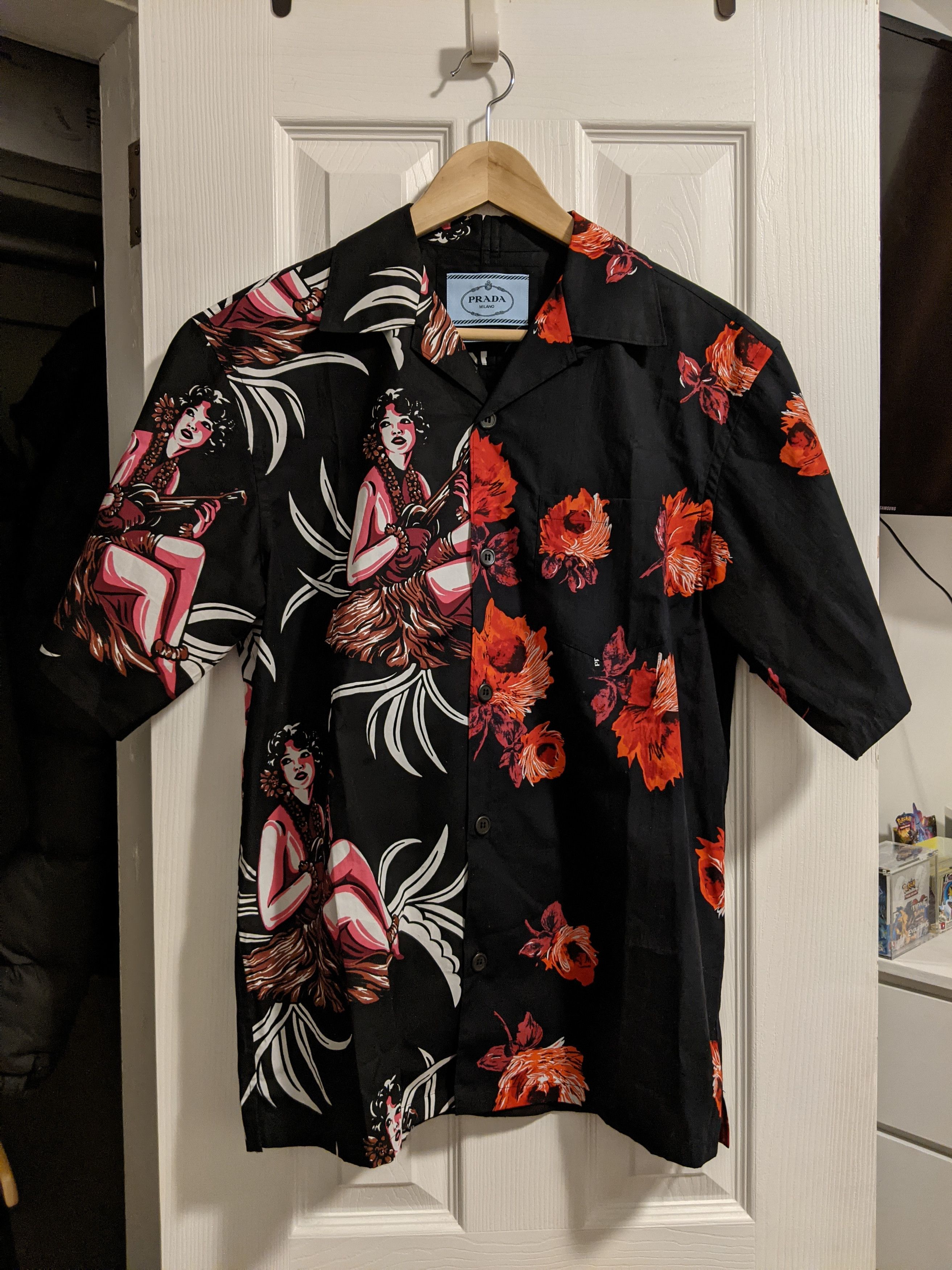 Prada Prada FW19 Double Match Hawaiian Floral Bowling Shirt | Grailed