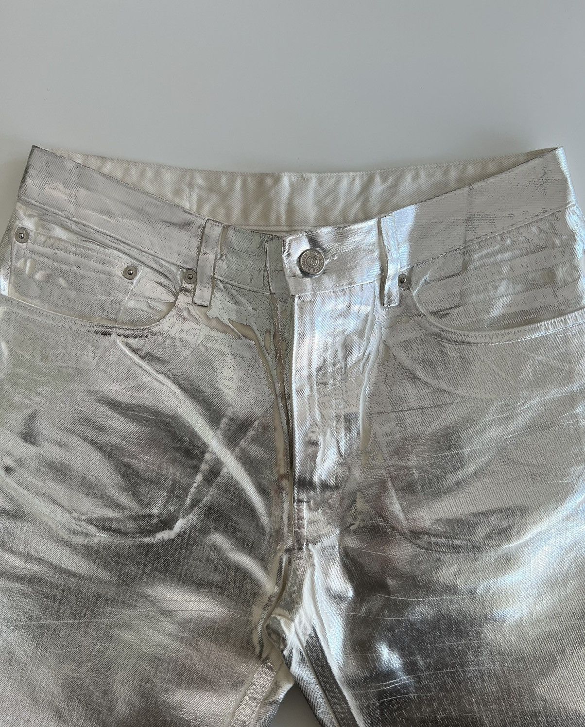 Maison Margiela Maison Margiela MM6 Silver Paint Denim Pants Size US 29 - 3 Thumbnail