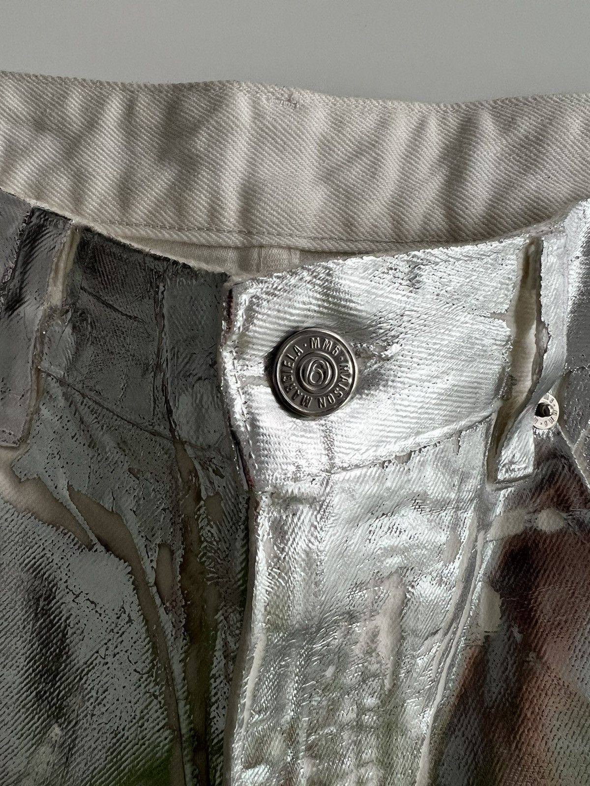 Maison Margiela Maison Margiela MM6 Silver Paint Denim Pants Size US 29 - 4 Thumbnail