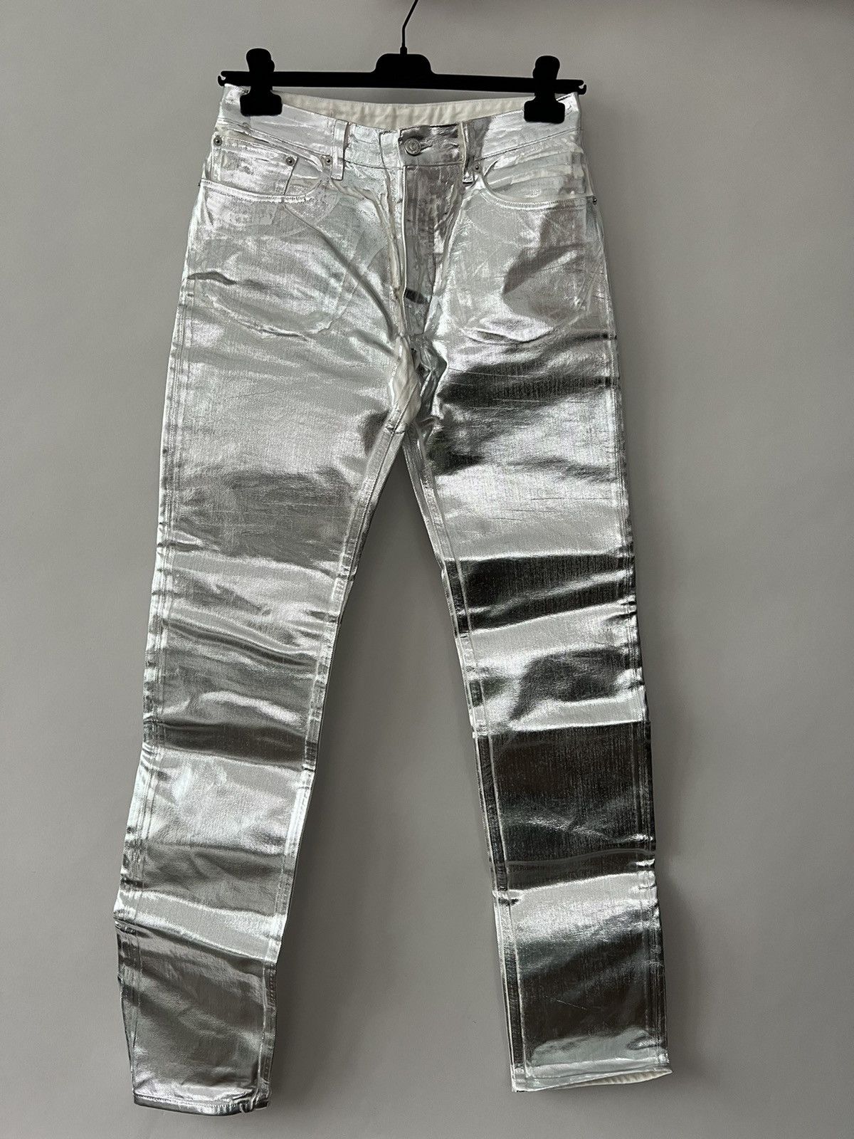 Maison Margiela Maison Margiela MM6 Silver Paint Denim Pants Size US 29 - 1 Thumbnail