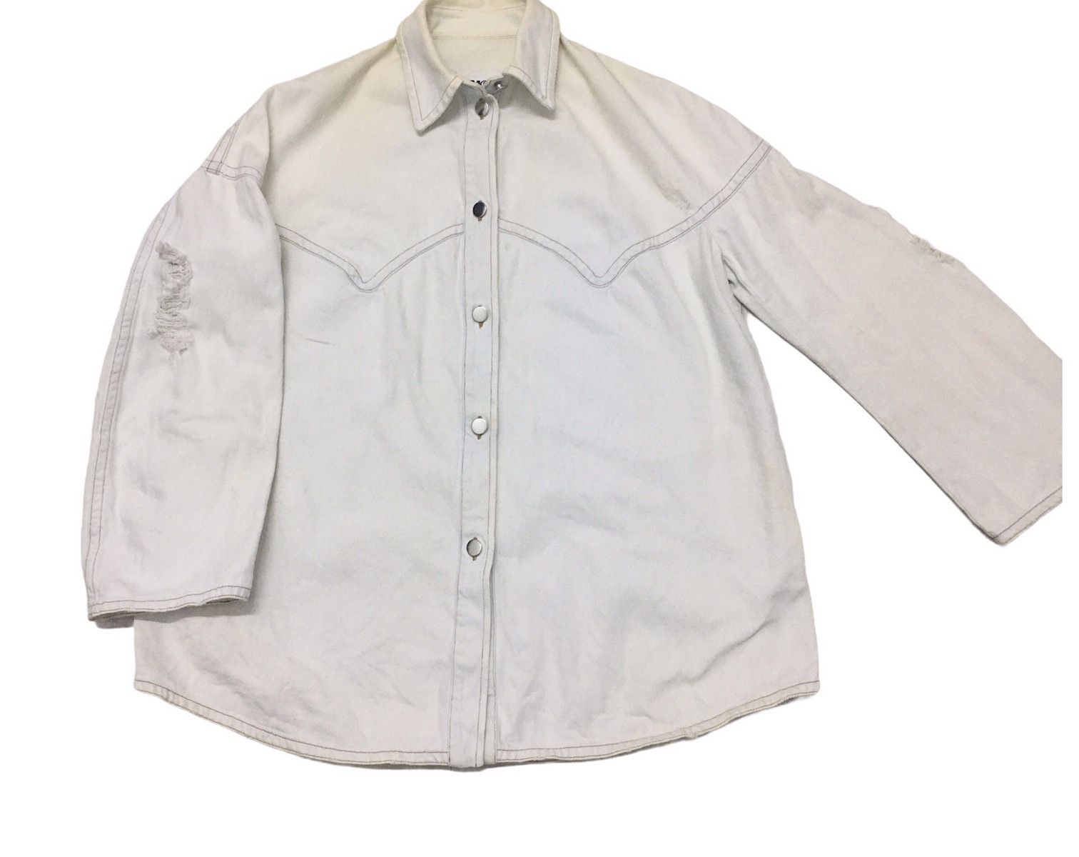 Maison Margiela MM6 Denim Jacket distress Design Size US L / EU 52-54 / 3 - 1 Thumbnail