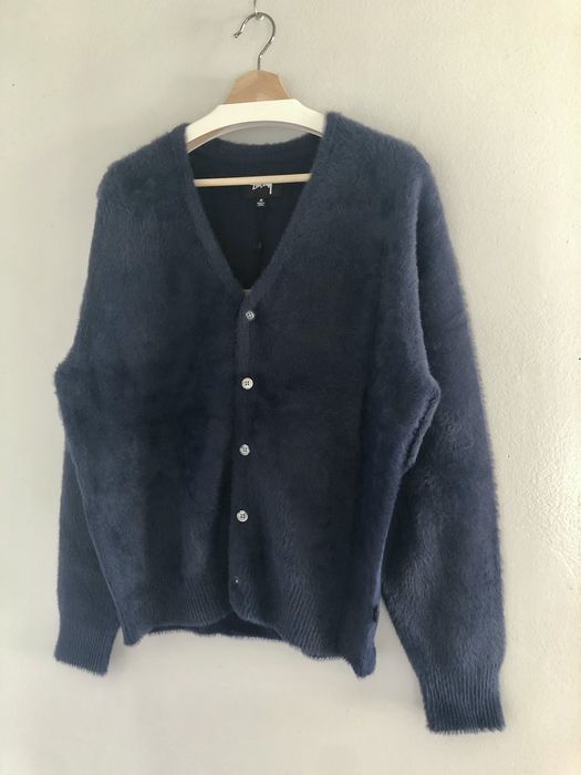 Stussy Stussy Shaggy Cardigan Fuzzy Knit Navy Blue Medium | Grailed