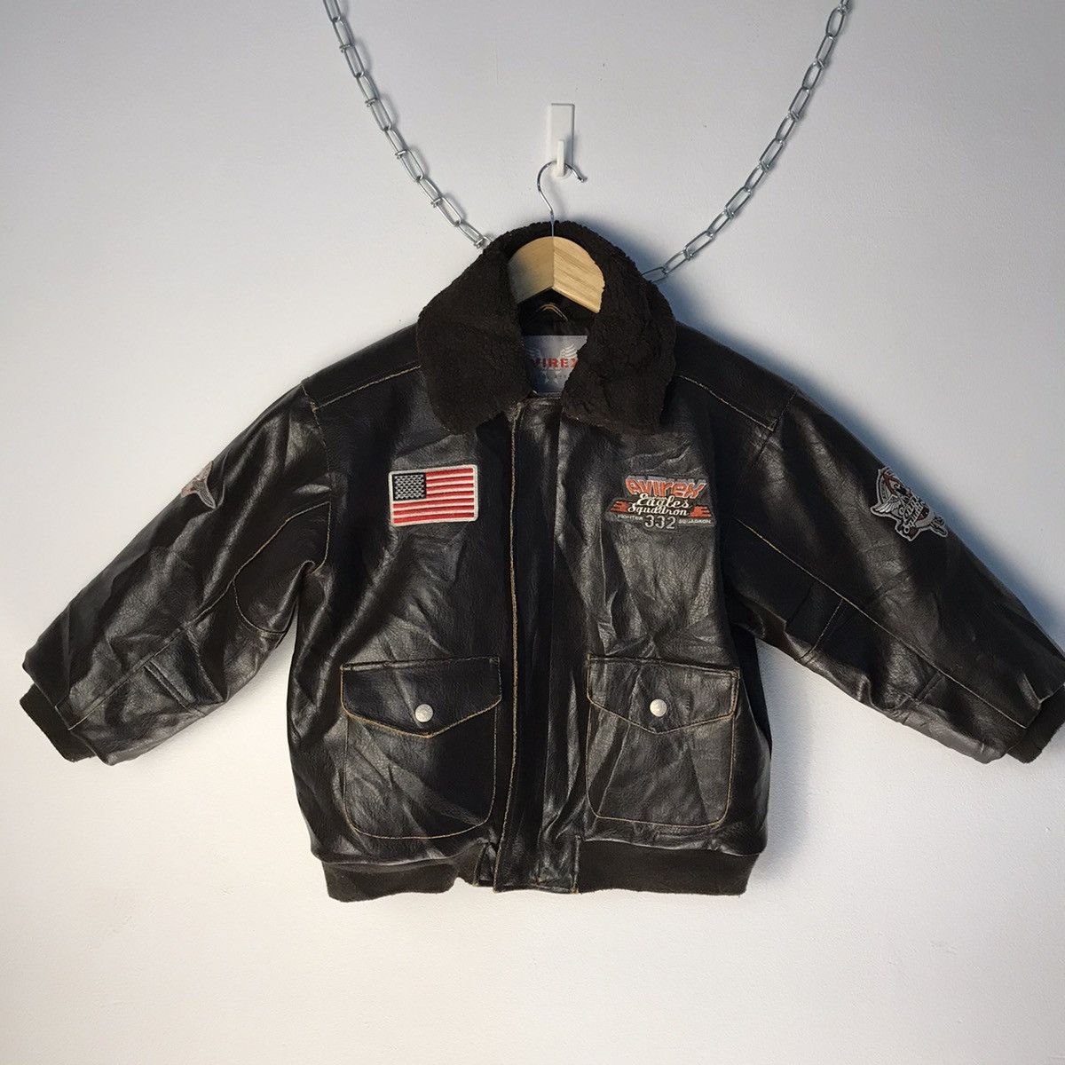 Avirex × Vintage Vintage 🏴‍☠️ Avirex American Eagles Squadron Leather Jacket Size US XS / EU 42 / 0 - 3 Thumbnail