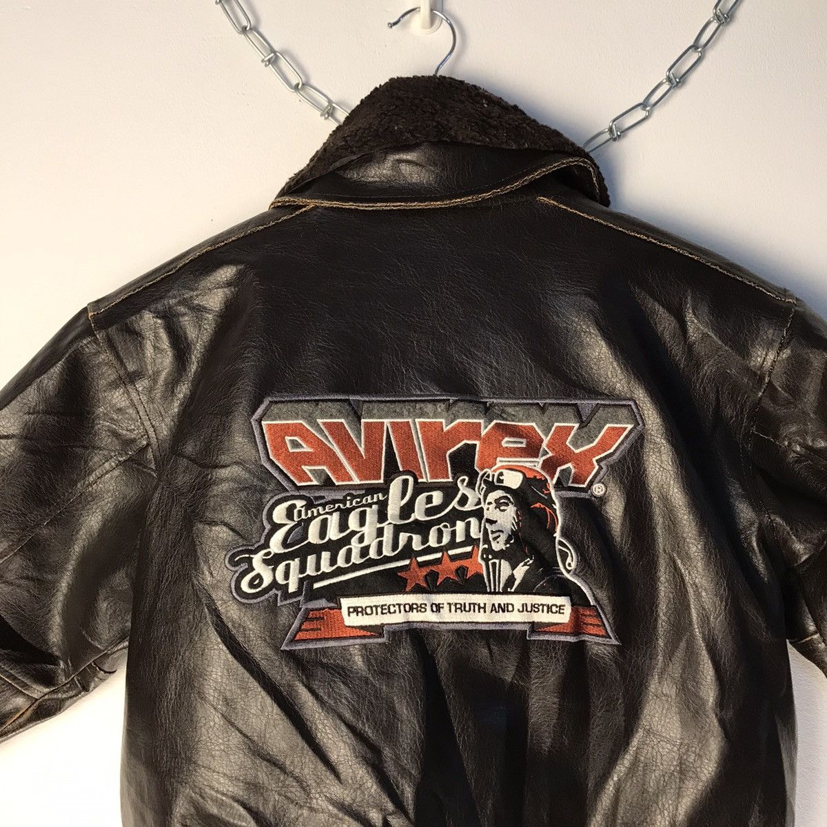 Avirex × Vintage Vintage 🏴‍☠️ Avirex American Eagles Squadron Leather Jacket Size US XS / EU 42 / 0 - 8 Thumbnail