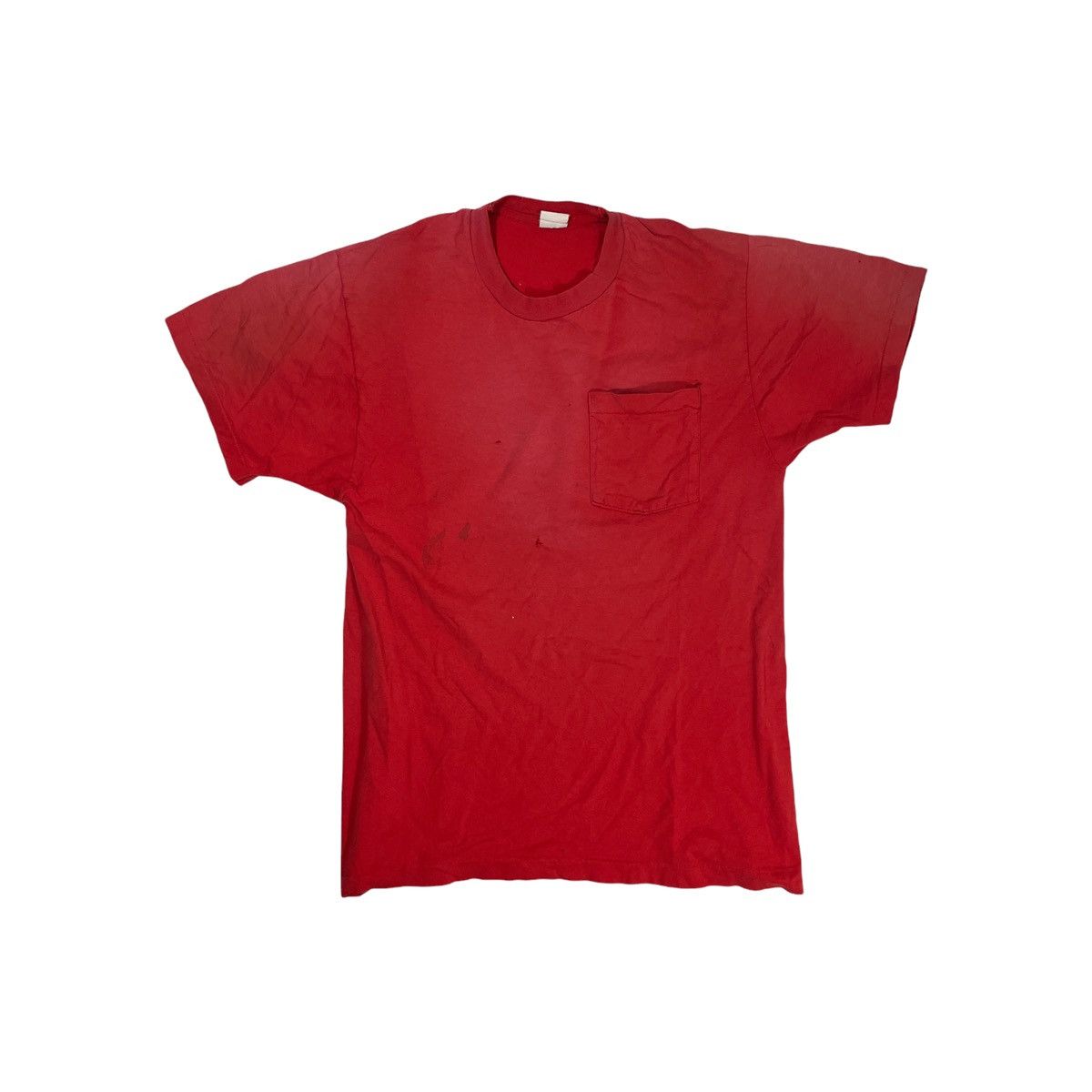 Vintage 80s Faded To thrashed Blank Tee Red Size US M / EU 48-50 / 2 - 1 Thumbnail