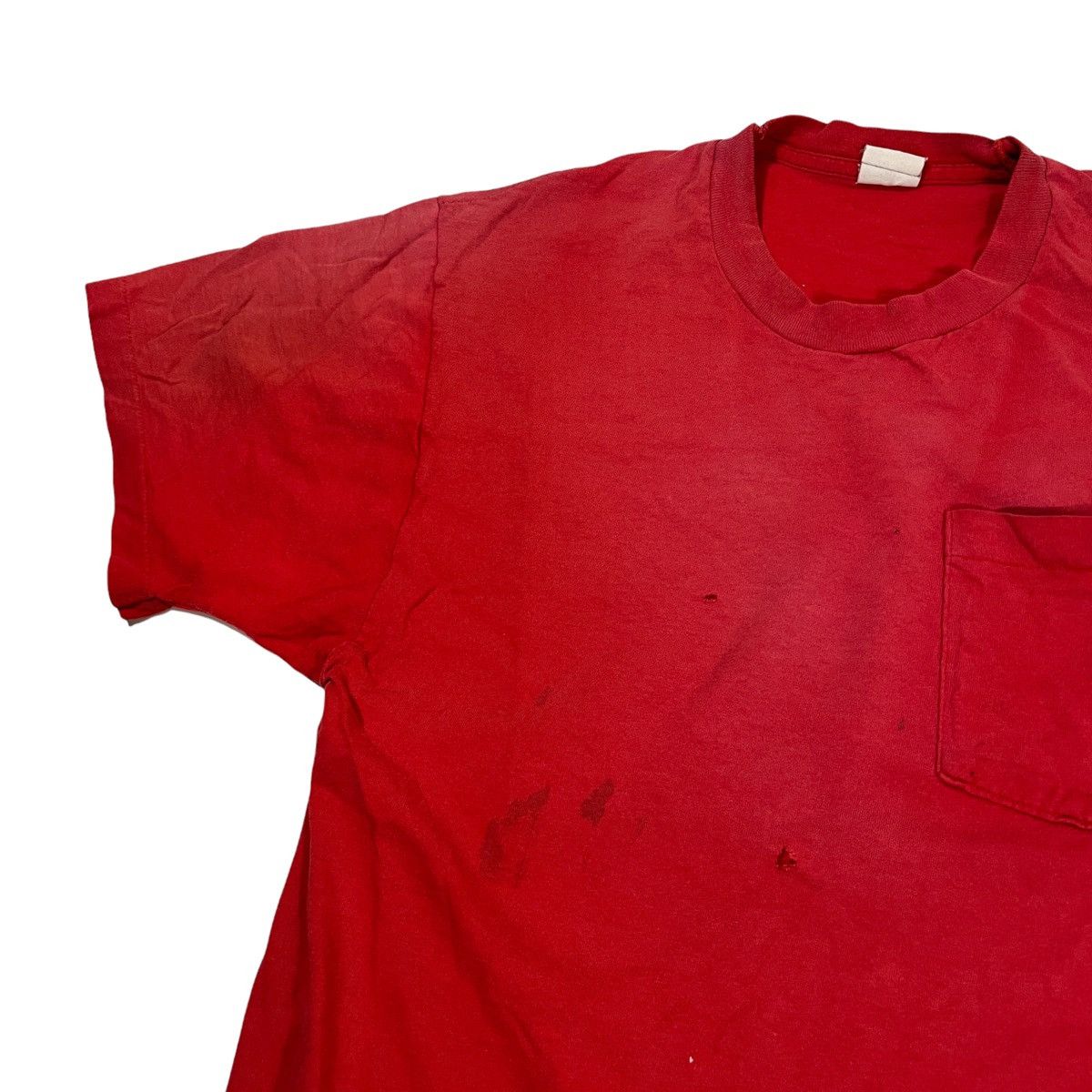 Vintage 80s Faded To thrashed Blank Tee Red Size US M / EU 48-50 / 2 - 2 Thumbnail