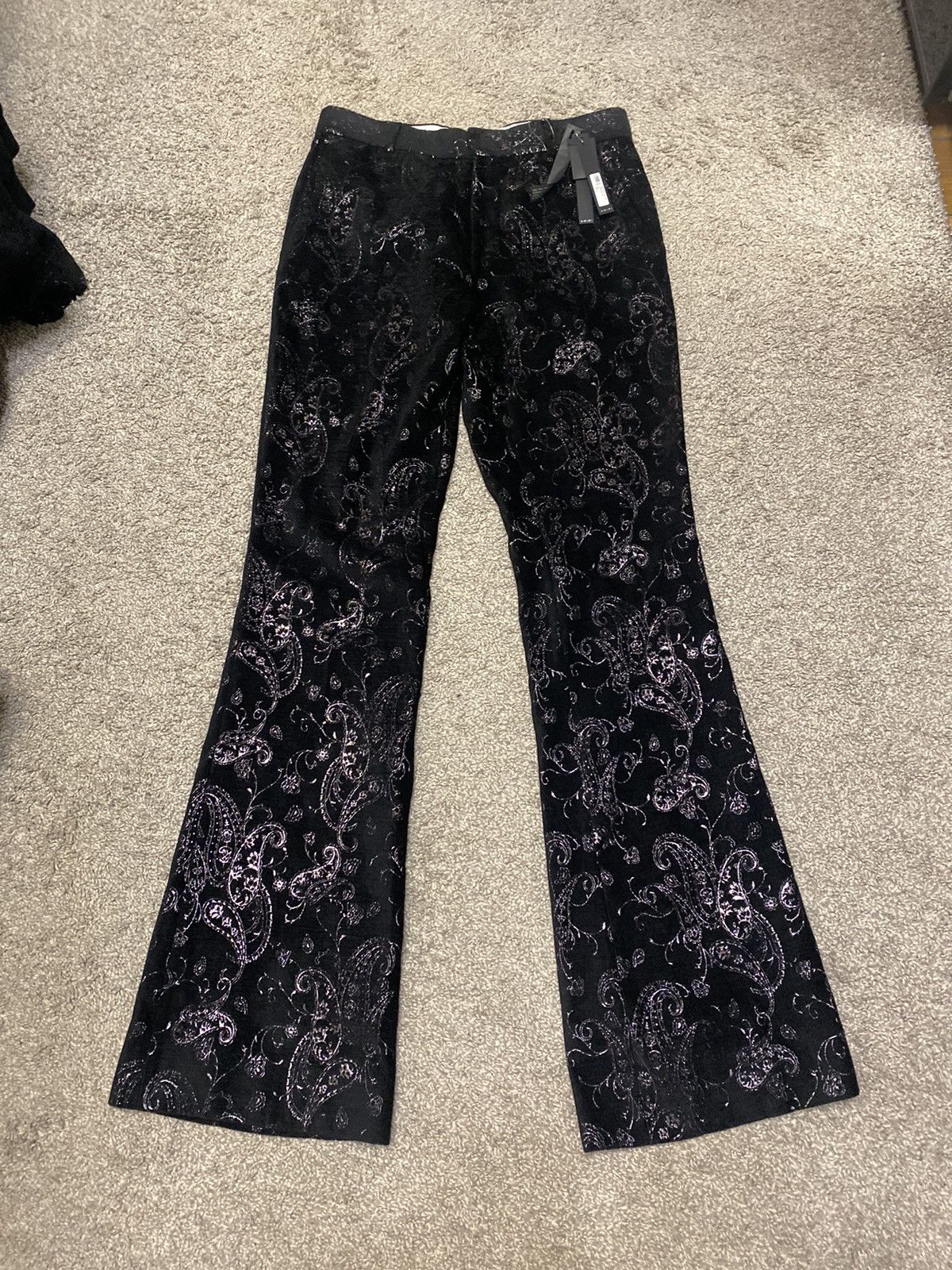 Amiri Paisley Velvet Glitter Flare Size US 33 - 1 Thumbnail