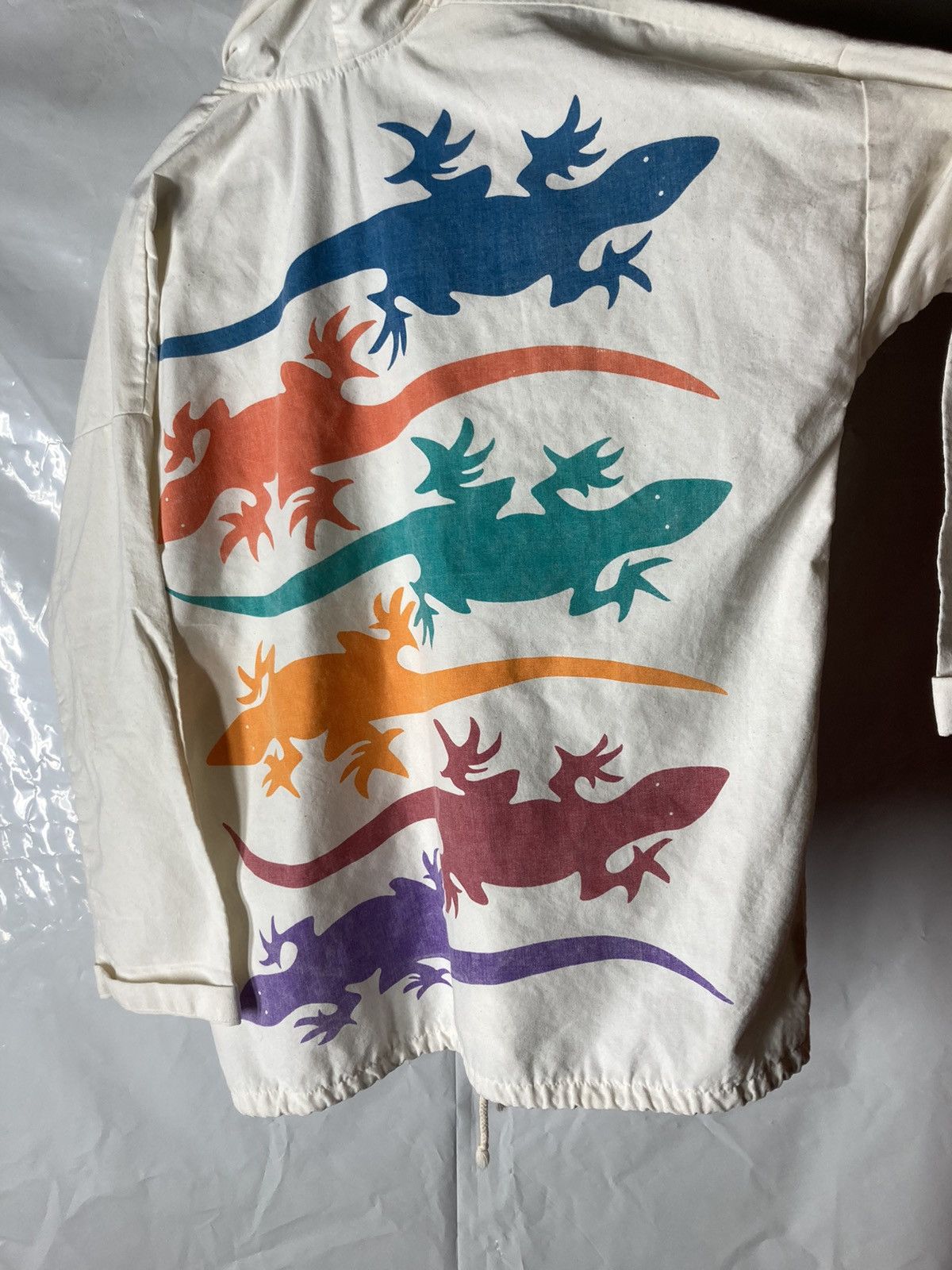 Vintage Michigan rag co long boating coat large neon lizards made | Grailed