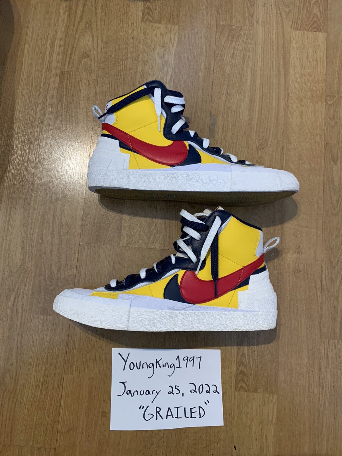 Nike Sacai x Blazer Mid Maize Navy 2019 Size US 11.5 / EU 44-45 - 1 Thumbnail