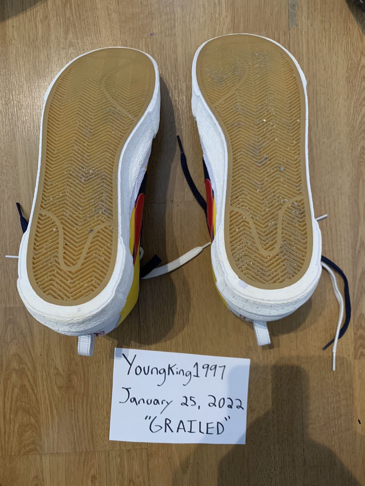 Nike Sacai x Blazer Mid Maize Navy 2019 Size US 11.5 / EU 44-45 - 6 Thumbnail