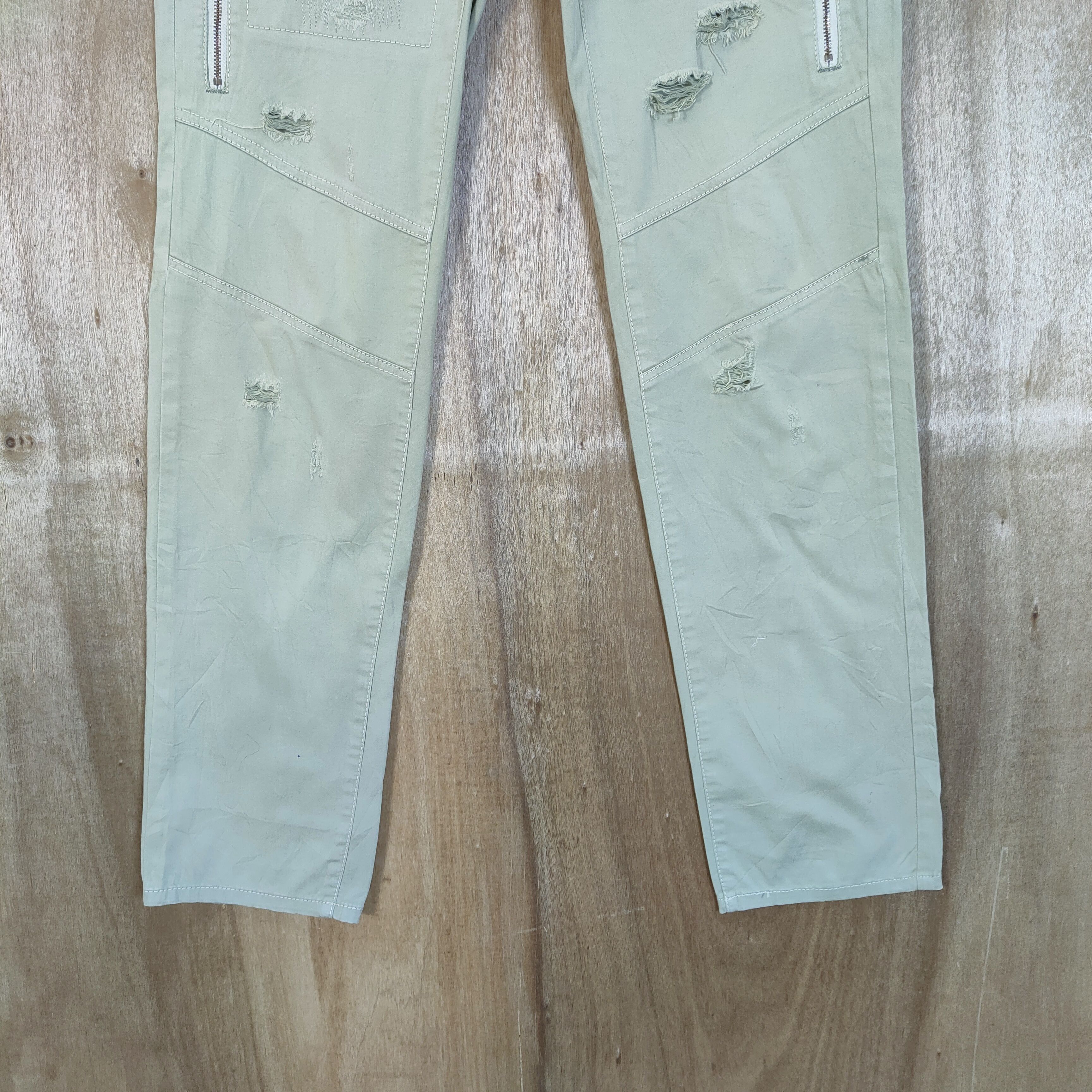 5351 POUR LES HOMMES 5351 LIGHT GREEN PATCHWORK BORO/ SHASIKO STREETWEAR PANTS Size US 29 - 3 Thumbnail