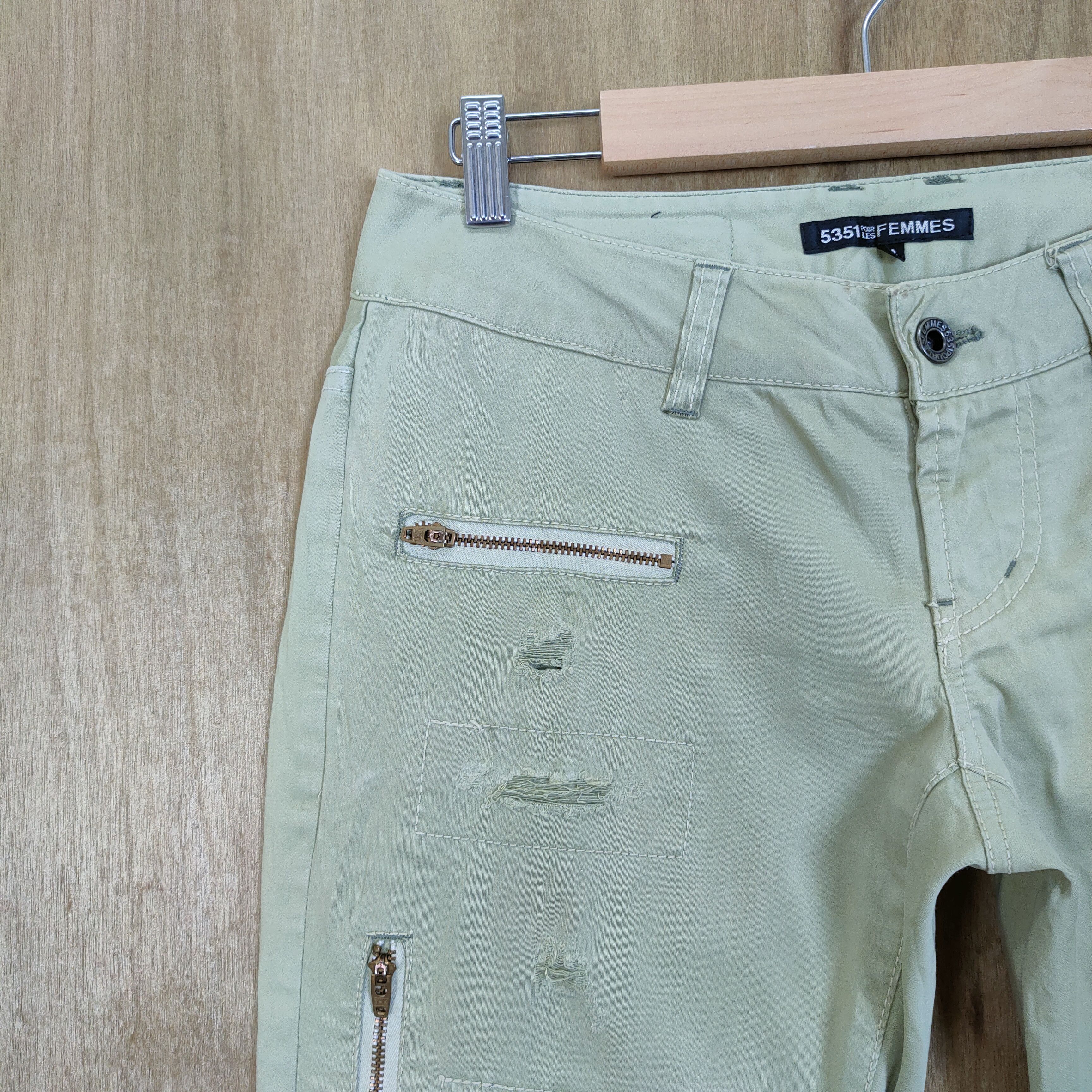 5351 POUR LES HOMMES 5351 LIGHT GREEN PATCHWORK BORO/ SHASIKO STREETWEAR PANTS Size US 29 - 4 Thumbnail