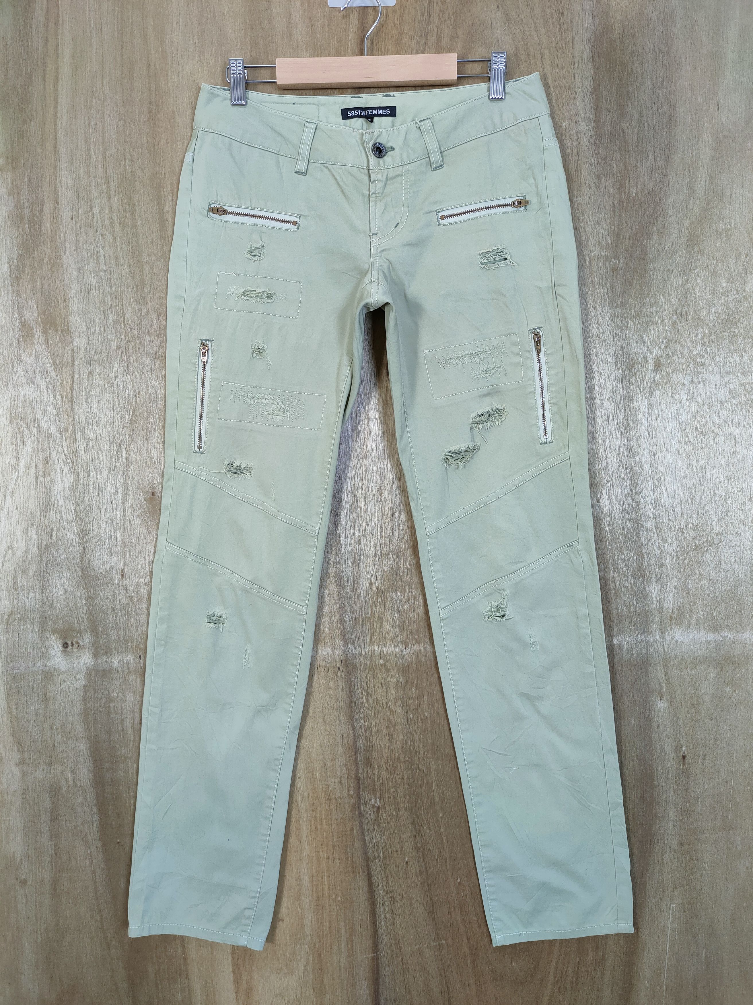 5351 POUR LES HOMMES 5351 LIGHT GREEN PATCHWORK BORO/ SHASIKO STREETWEAR PANTS Size US 29 - 1 Thumbnail