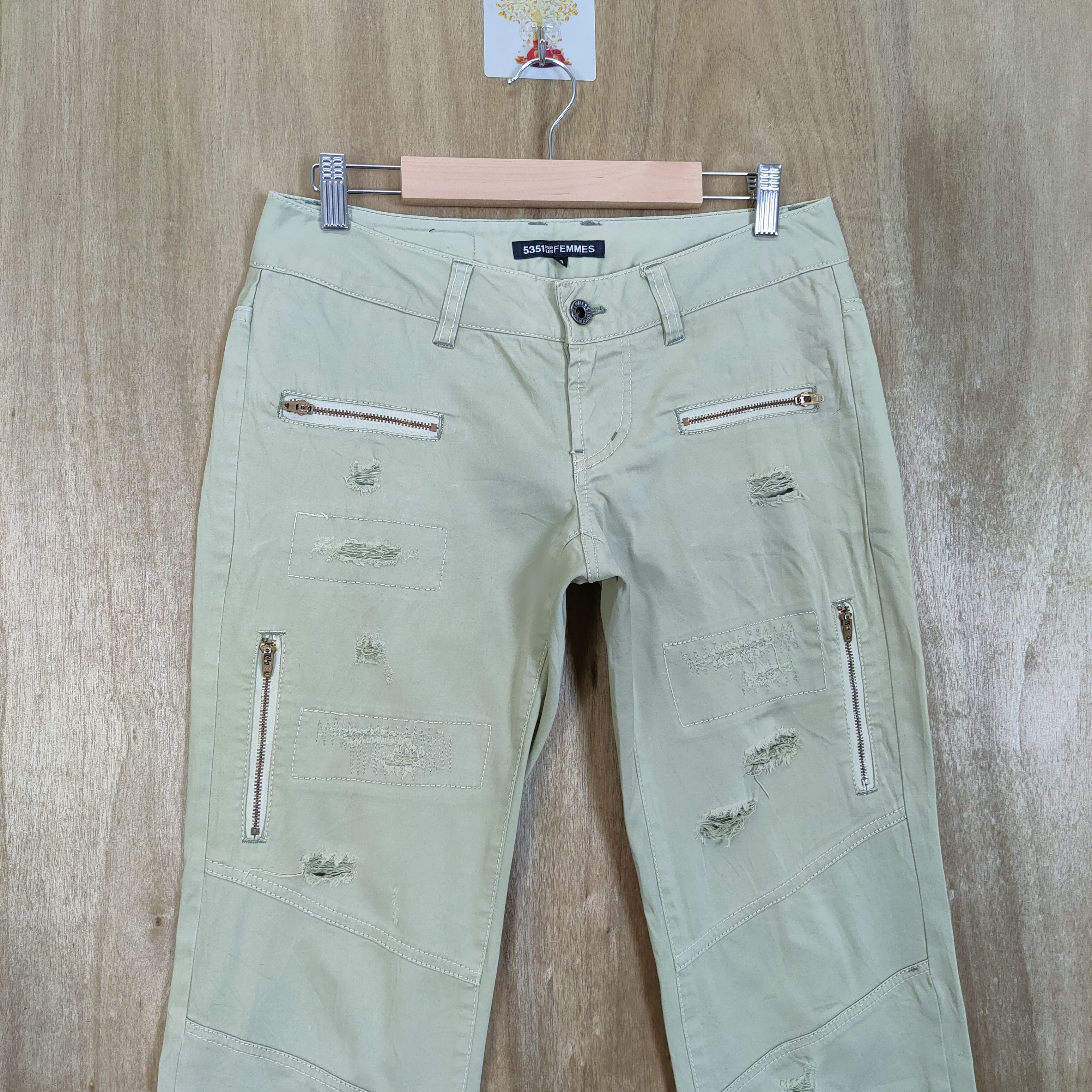 5351 POUR LES HOMMES 5351 LIGHT GREEN PATCHWORK BORO/ SHASIKO STREETWEAR PANTS Size US 29 - 2 Thumbnail