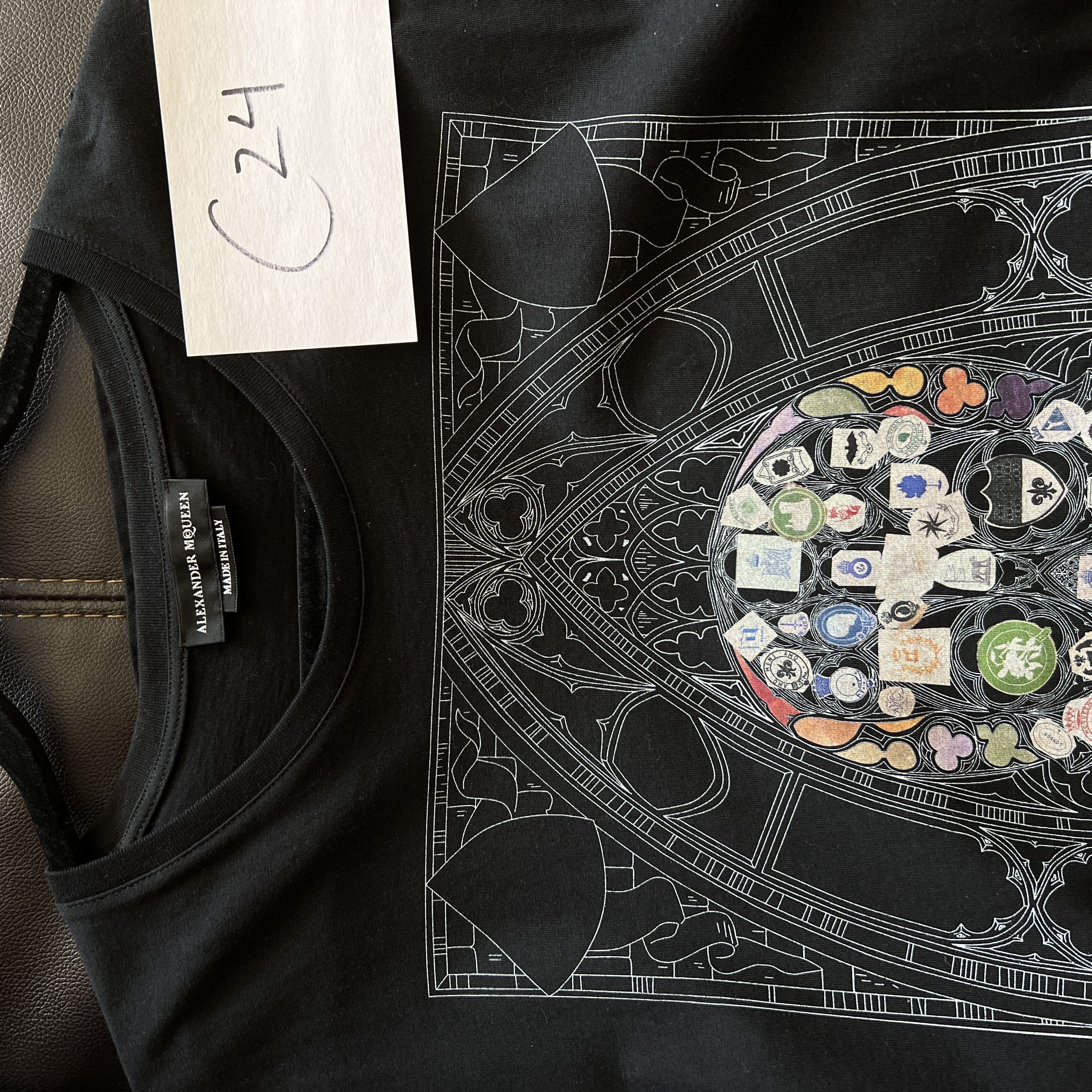 ★alexander mcqueen★ Flower Skull Short Sleeve T-Shirt Blac ALEXANDER MCQUEEN Wax Flower Skull Print Cotton T-shirt