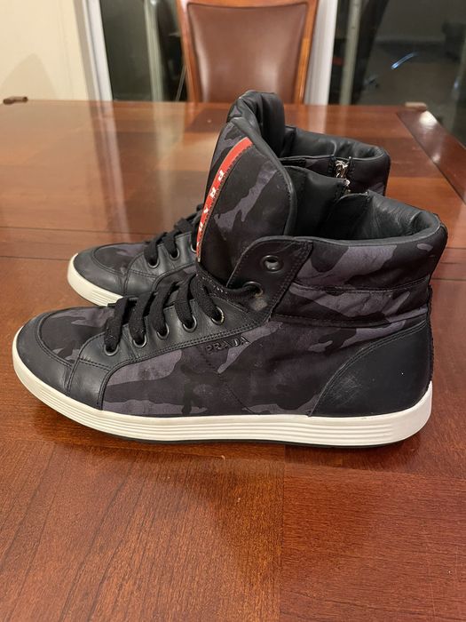 Prada Prada navy blue camo sneakers Grailed