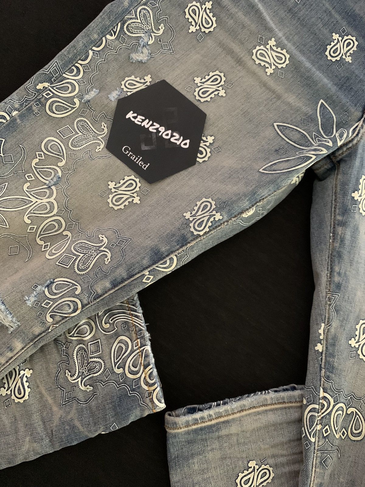 Amiri Amiri Flocked Paisley Bandana Jeans Size US 32 / EU 48 - 2 Thumbnail
