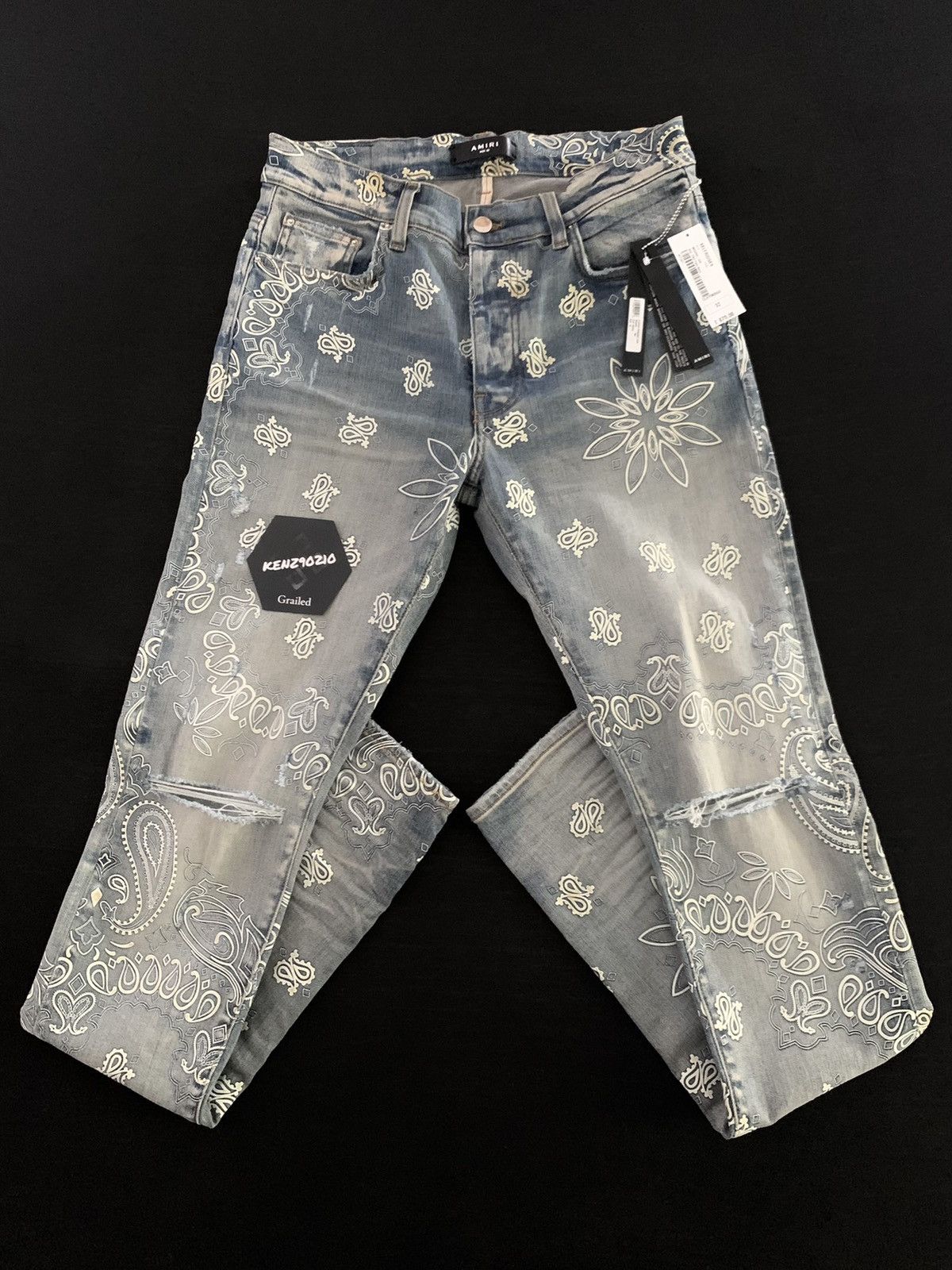 Amiri Amiri Flocked Paisley Bandana Jeans Size US 32 / EU 48 - 1 Thumbnail