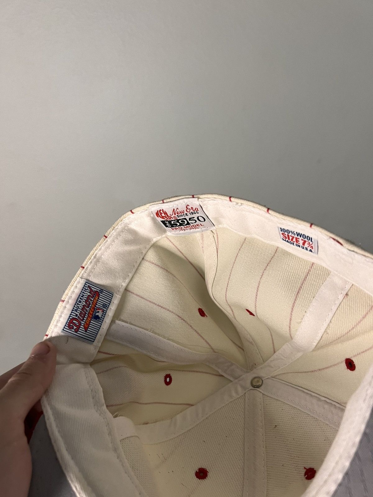 MLB × Vintage Vintage Cincinnati Reds Pinstriped Wool Fitted Size ONE SIZE - 4 Thumbnail