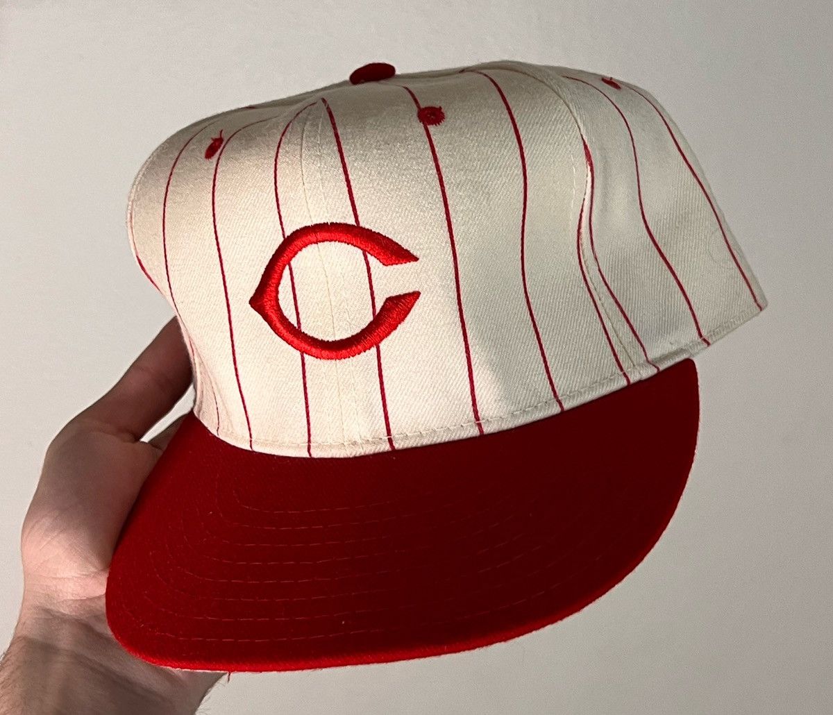 MLB × Vintage Vintage Cincinnati Reds Pinstriped Wool Fitted Size ONE SIZE - 1 Thumbnail