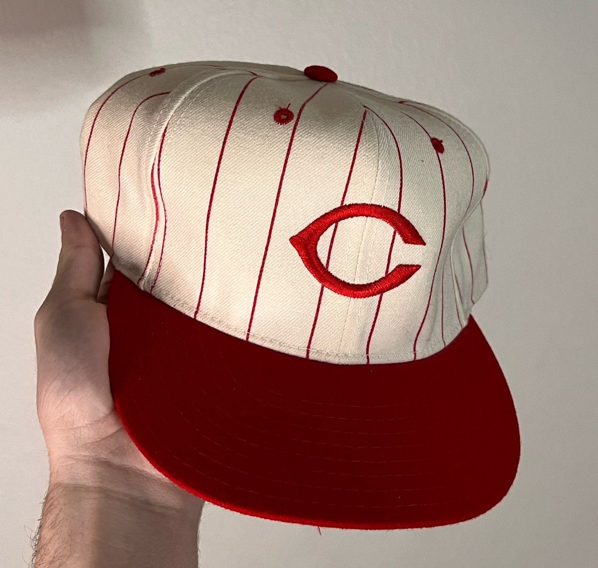 MLB × Vintage Vintage Cincinnati Reds Pinstriped Wool Fitted Size ONE SIZE - 2 Thumbnail