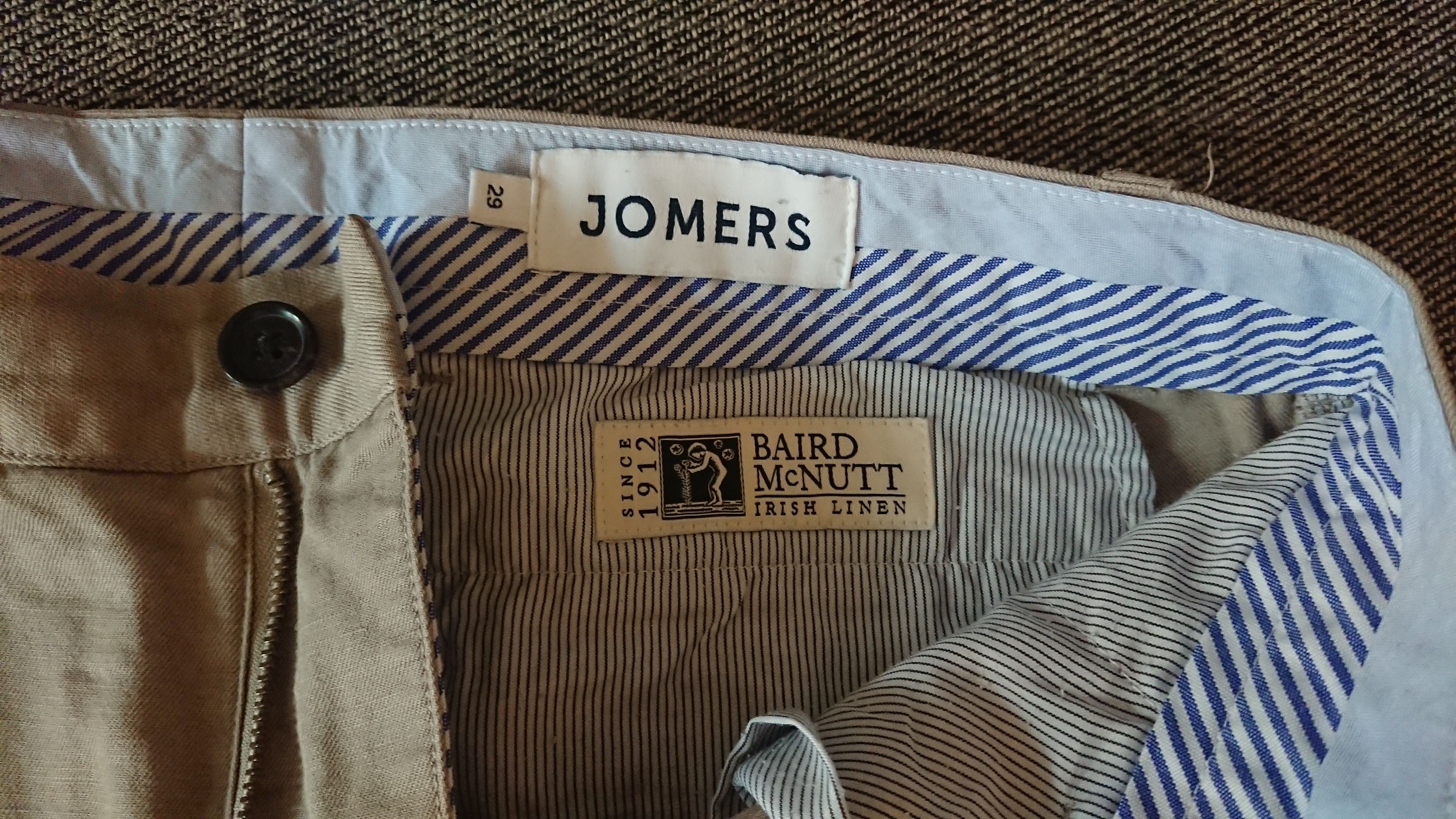 Cotton/Linen slim khaki chinos x2