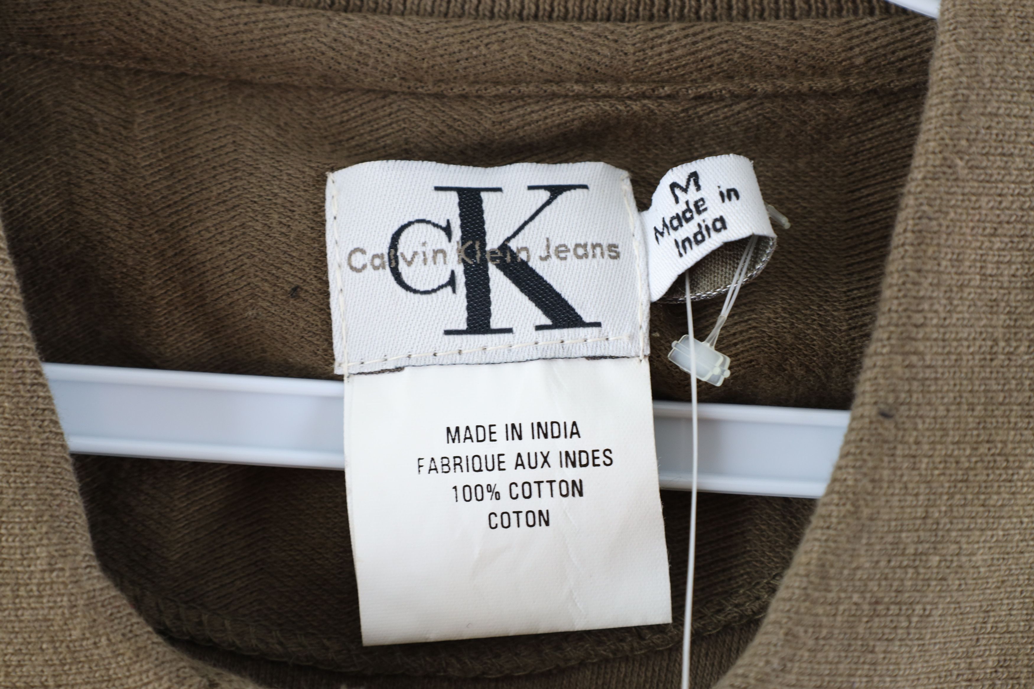 Calvin Klein × Vintage NOS Vintage 90s Calvin Klein Striped Long Sleeve Polo Olive Size US M / EU 48-50 / 2 - 5 Thumbnail