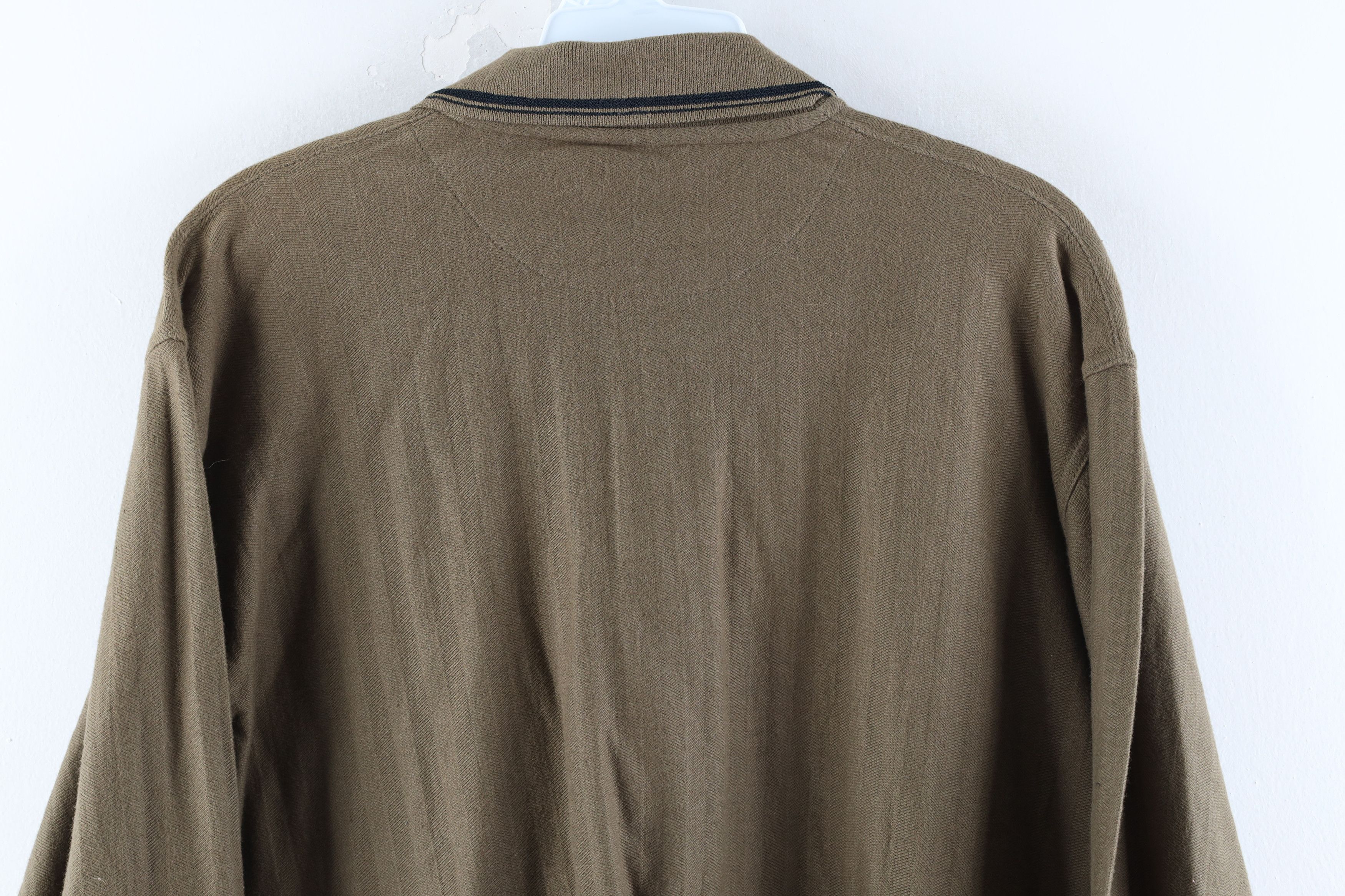 Calvin Klein × Vintage NOS Vintage 90s Calvin Klein Striped Long Sleeve Polo Olive Size US M / EU 48-50 / 2 - 7 Thumbnail