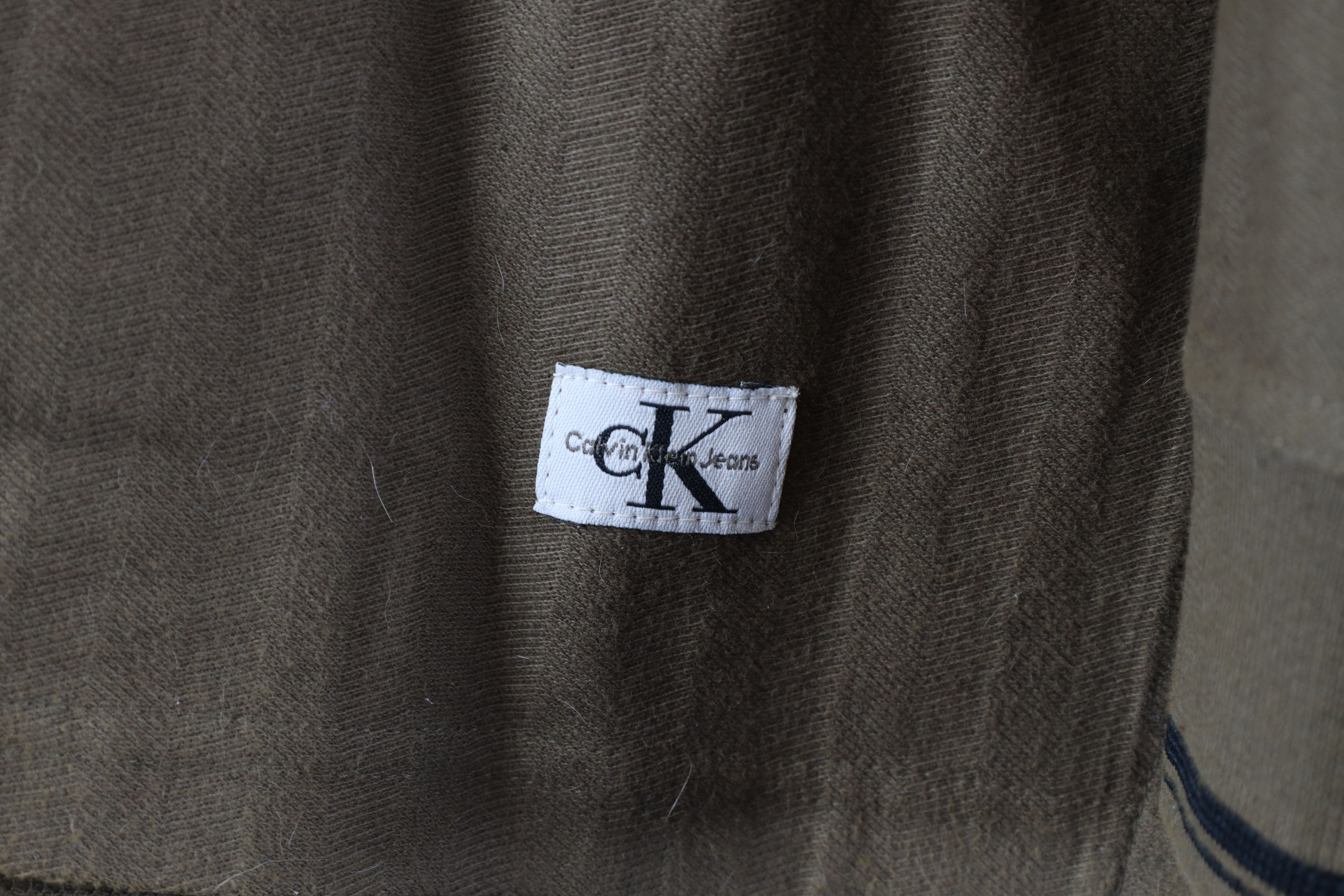 Calvin Klein × Vintage NOS Vintage 90s Calvin Klein Striped Long Sleeve Polo Olive Size US M / EU 48-50 / 2 - 4 Thumbnail