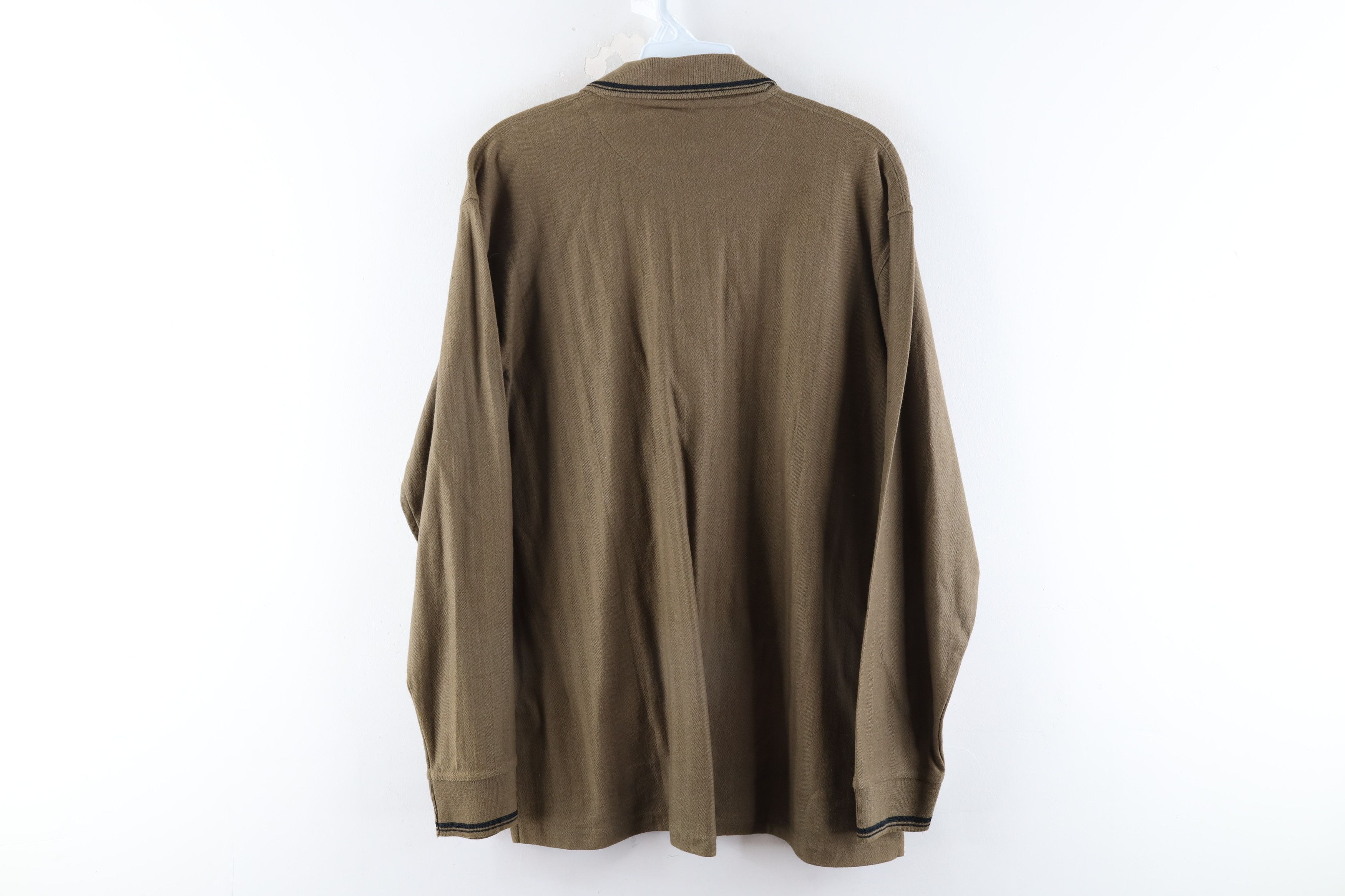 Calvin Klein × Vintage NOS Vintage 90s Calvin Klein Striped Long Sleeve Polo Olive Size US M / EU 48-50 / 2 - 6 Thumbnail