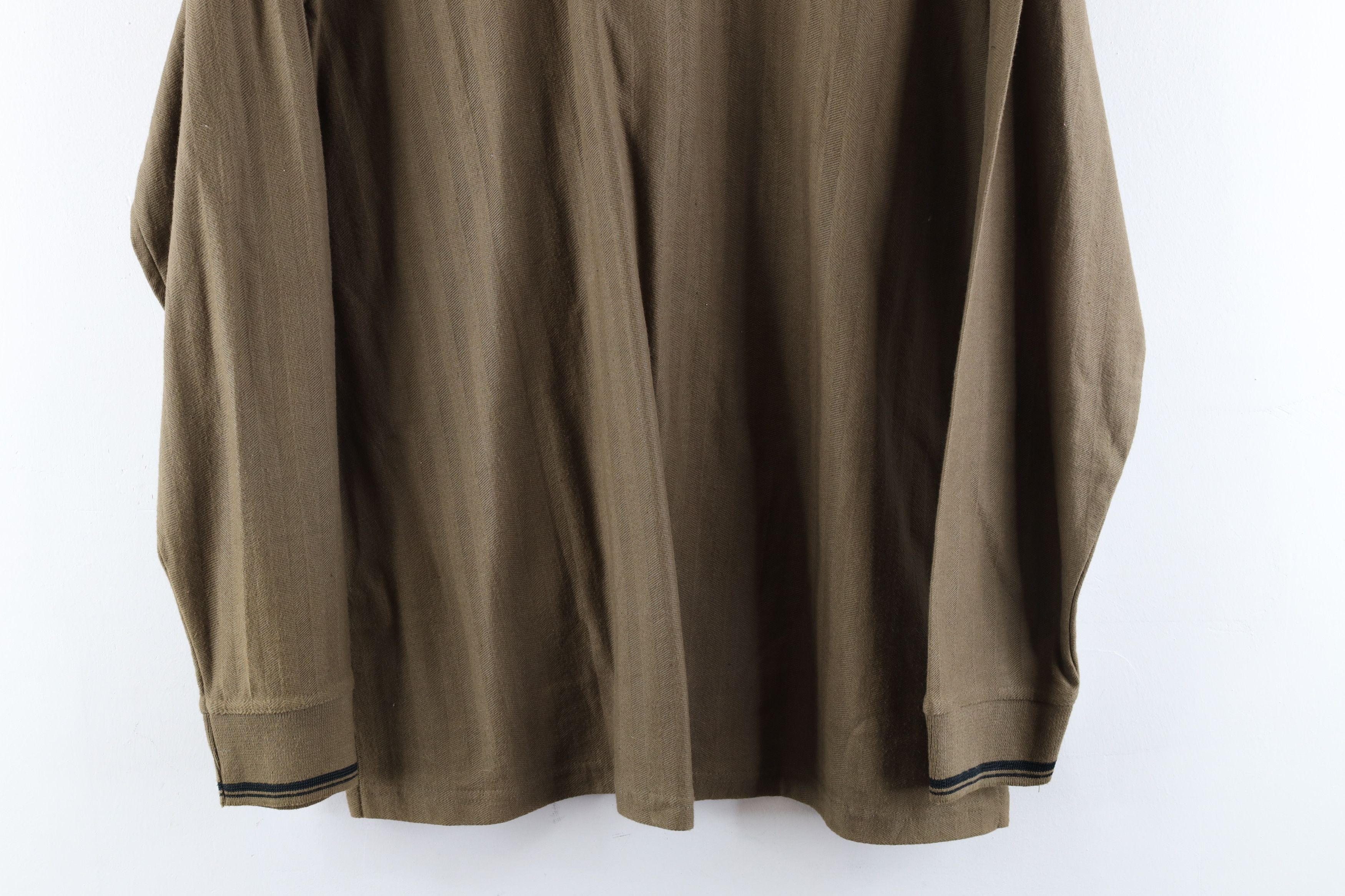 Calvin Klein × Vintage NOS Vintage 90s Calvin Klein Striped Long Sleeve Polo Olive Size US M / EU 48-50 / 2 - 8 Thumbnail