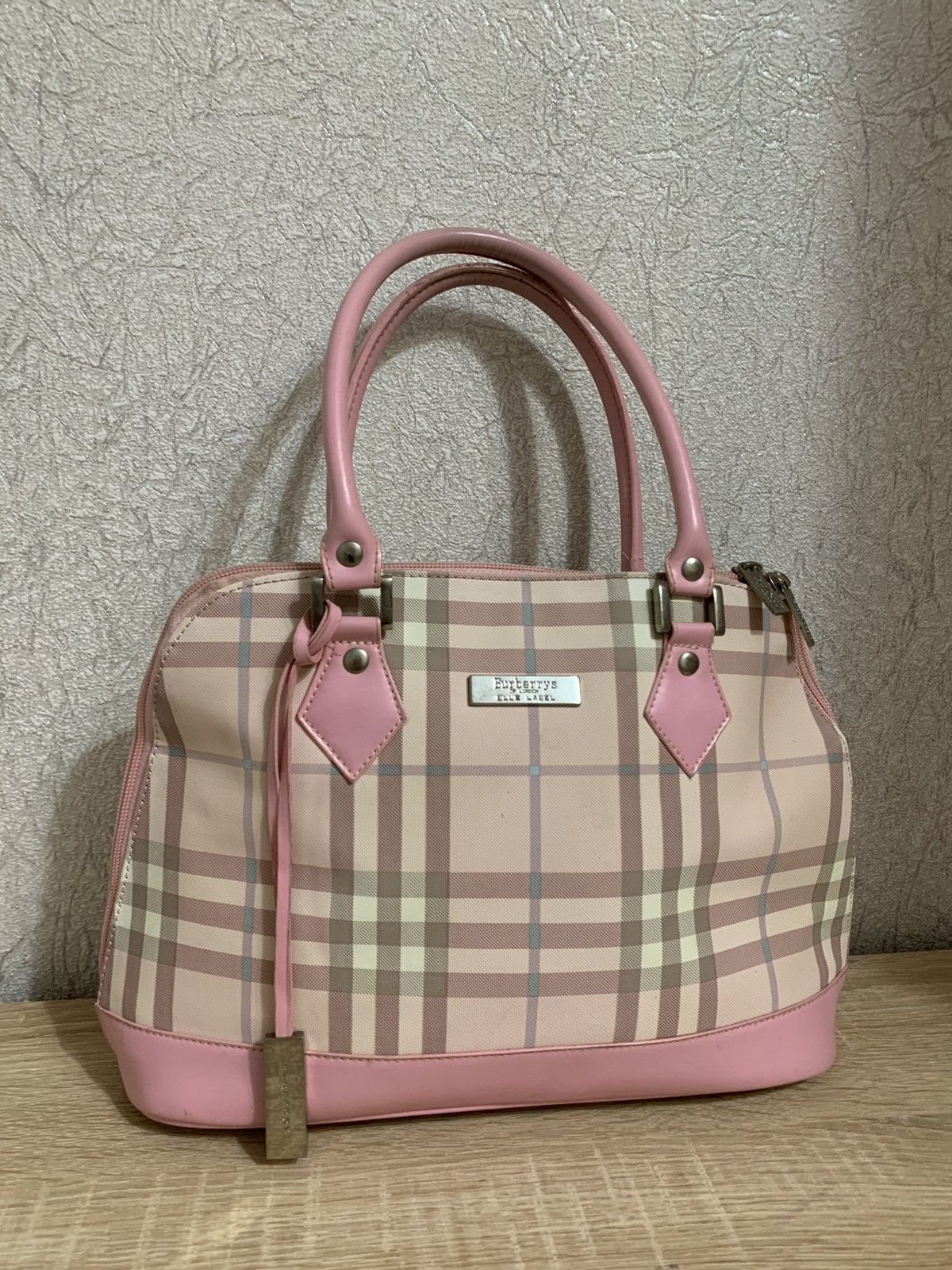 Burberry pink hot sale plaid purse