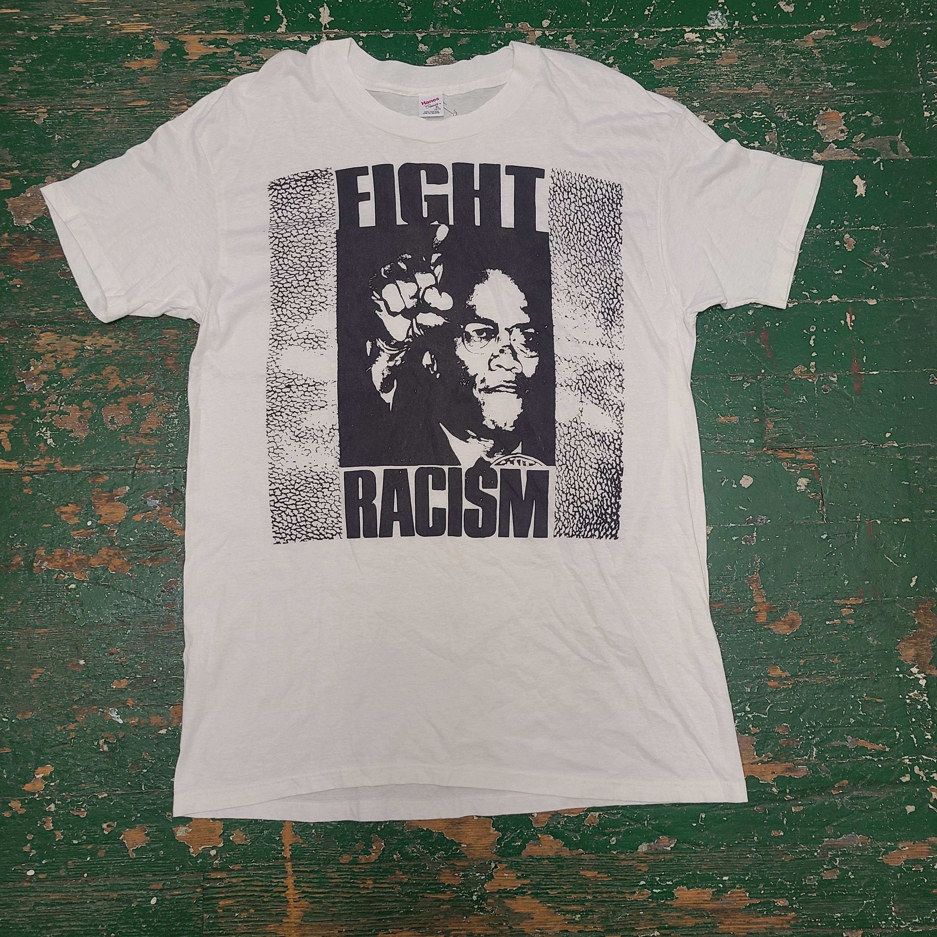Vintage Malcom x early 90s fight racism t shirt Size US XL / EU 56 / 4 - 1 Thumbnail