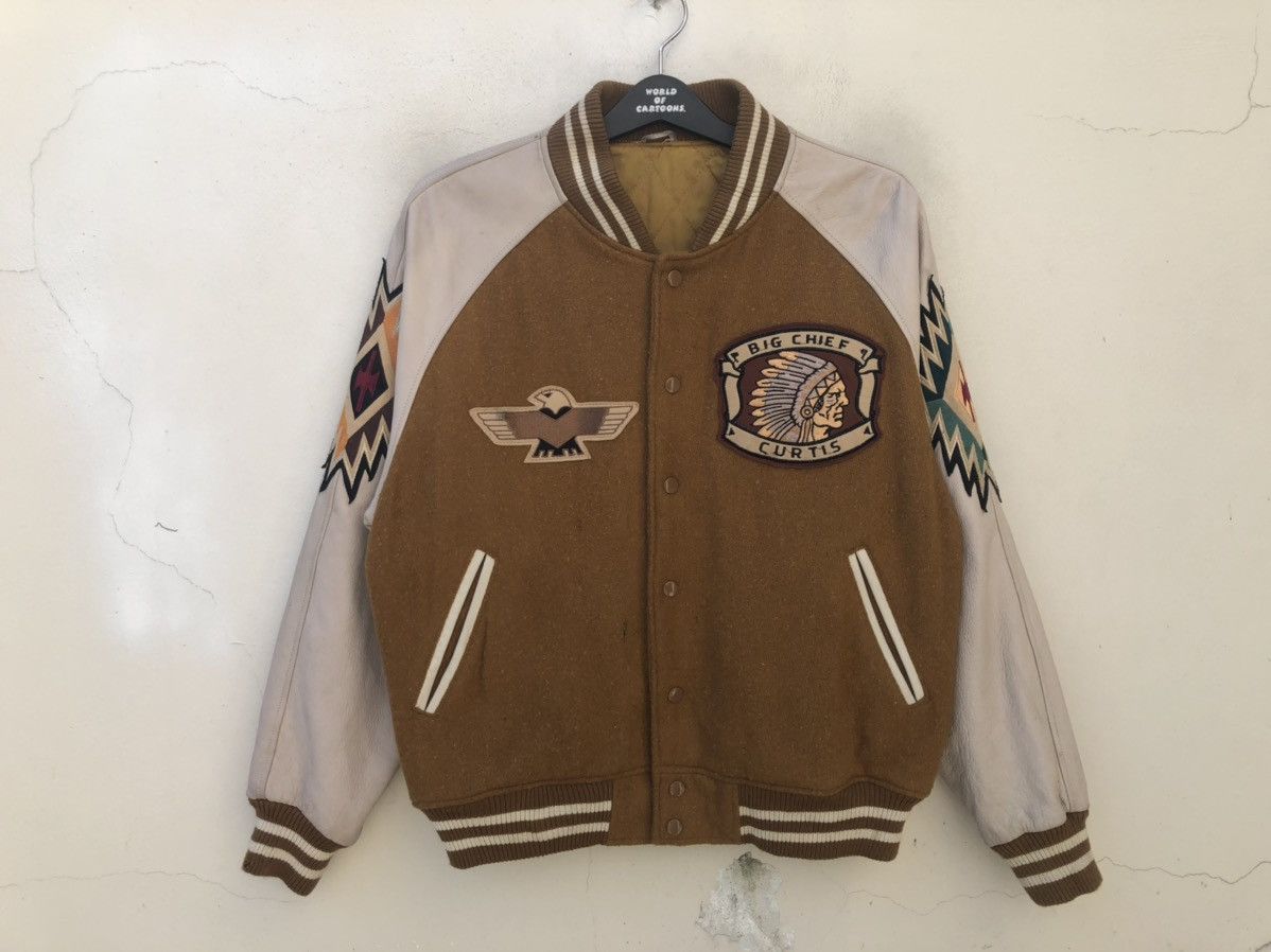Japanese Brand × Vintage Vintage 90s GUMU Propound Japan Indian Head Varsity Jacket Size US L / EU 52-54 / 3 - 16 Thumbnail