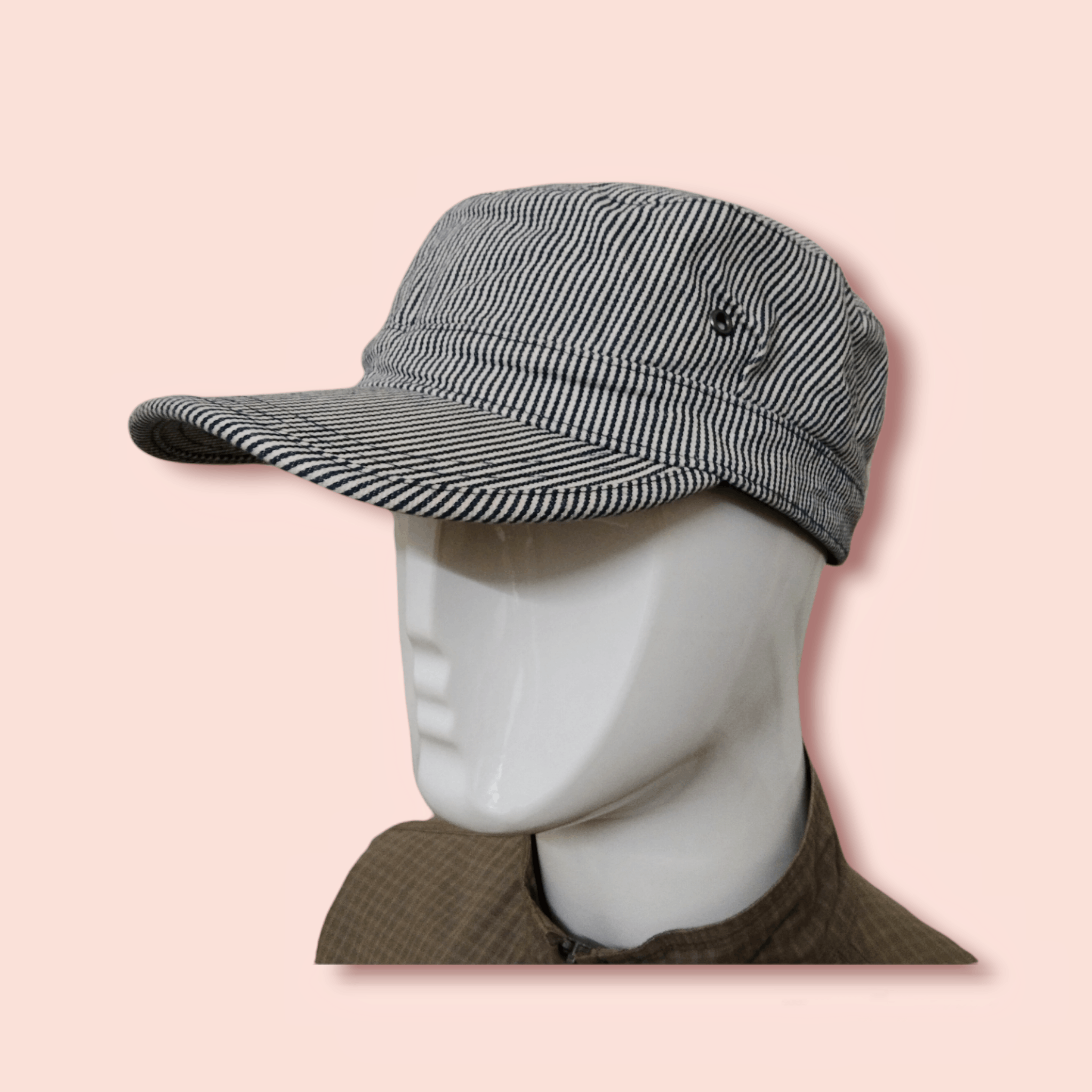 Japanese Brand × Jun Takahashi × Uniqlo VINTAGE UNIQLO HICKORY STRIPES WORKER ARMY HAT Size ONE SIZE - 3 Thumbnail