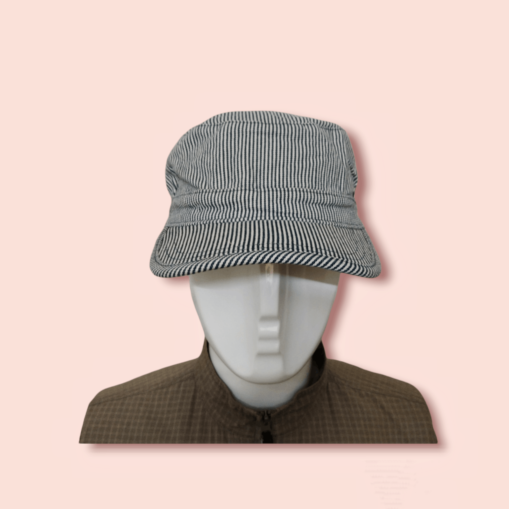 Japanese Brand × Jun Takahashi × Uniqlo VINTAGE UNIQLO HICKORY STRIPES WORKER ARMY HAT Size ONE SIZE - 6 Thumbnail