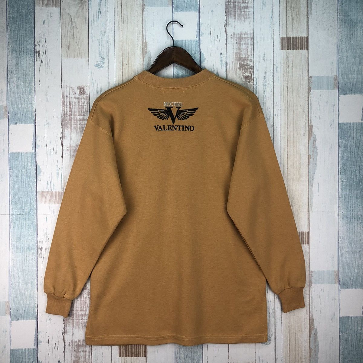 Valentino × Vintage Vintage Michel Valentino Big Logo Embriodery Mustard Jumper Size US M / EU 48-50 / 2 - 2 Thumbnail
