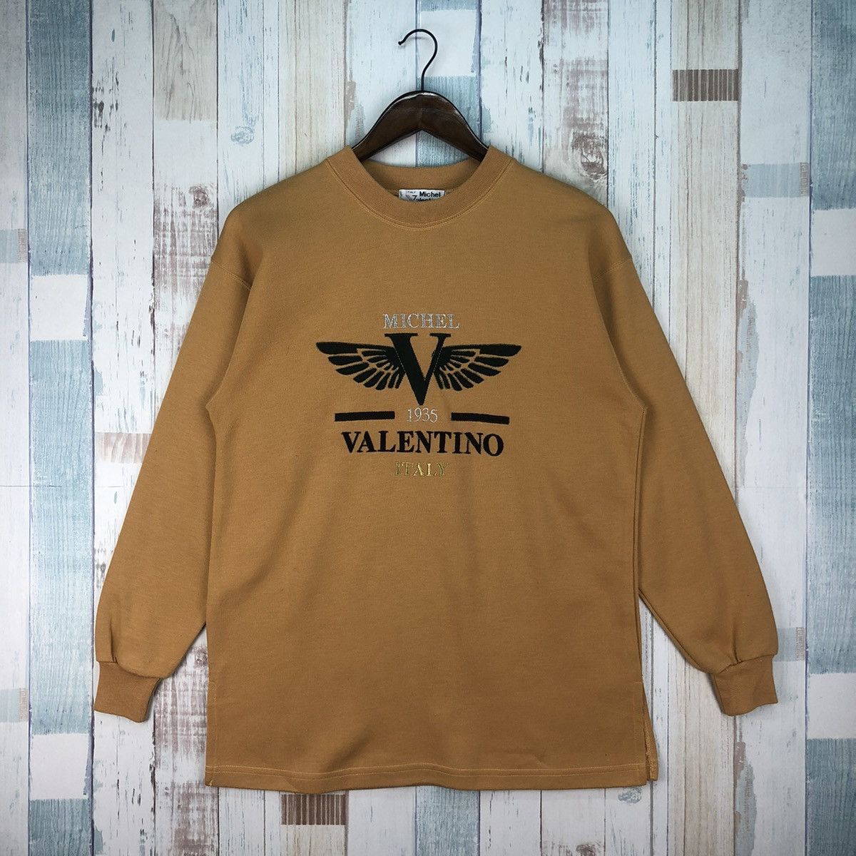 Valentino × Vintage Vintage Michel Valentino Big Logo Embriodery Mustard Jumper Size US M / EU 48-50 / 2 - 1 Thumbnail