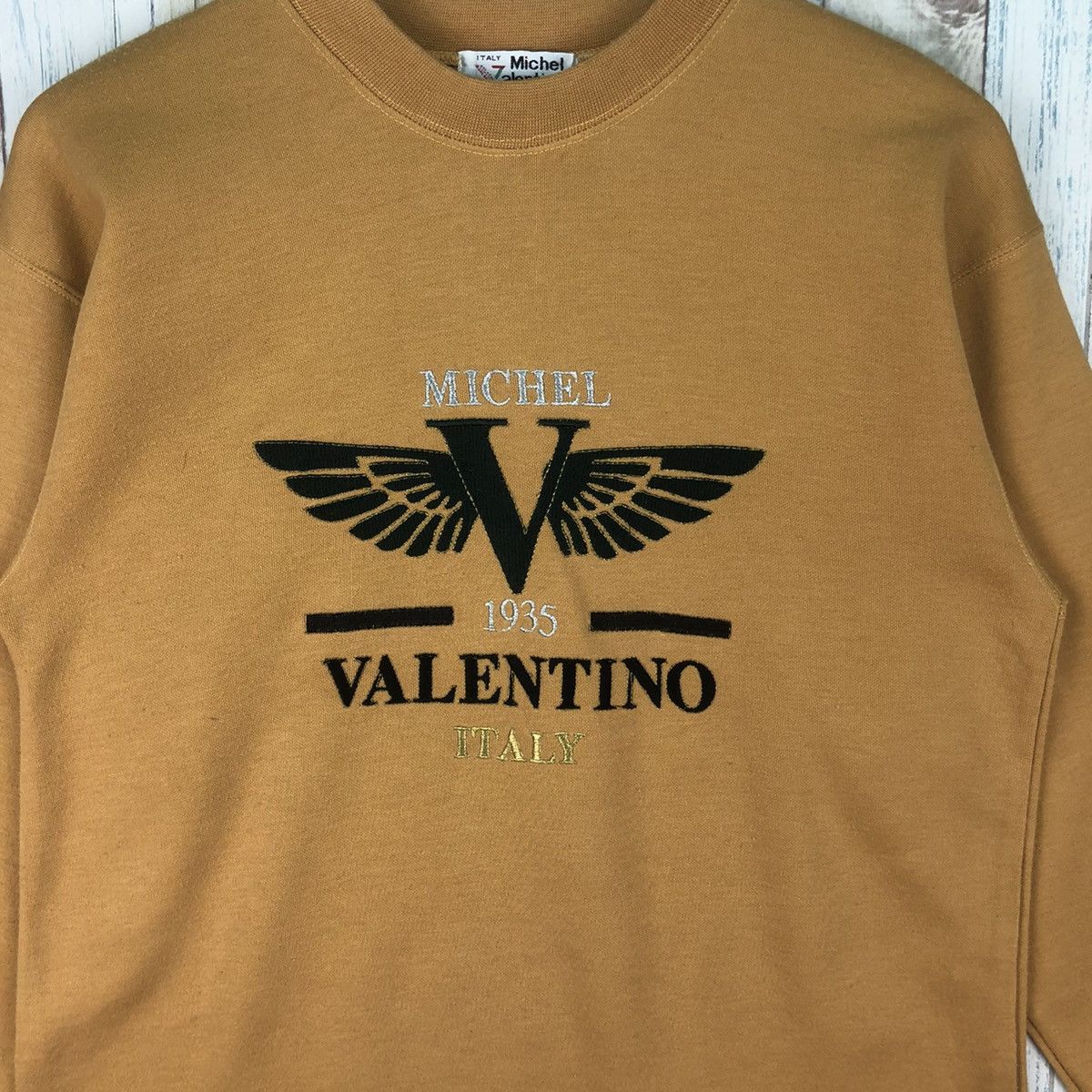Valentino × Vintage Vintage Michel Valentino Big Logo Embriodery Mustard Jumper Size US M / EU 48-50 / 2 - 4 Thumbnail