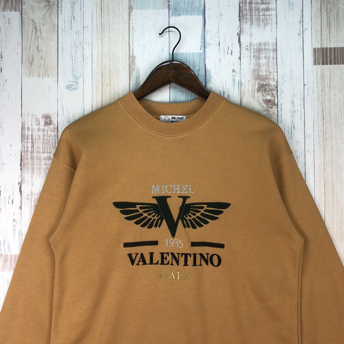 Valentino × Vintage Vintage Michel Valentino Big Logo Embriodery Mustard Jumper Size US M / EU 48-50 / 2 - 3 Thumbnail