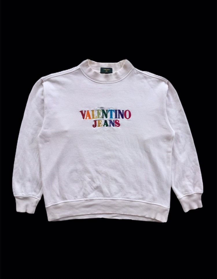 Valentino × Vintage Vintage Valentino Jeans Multicolour Embroidery Mock Neck Size US L / EU 52-54 / 3 - 1 Thumbnail
