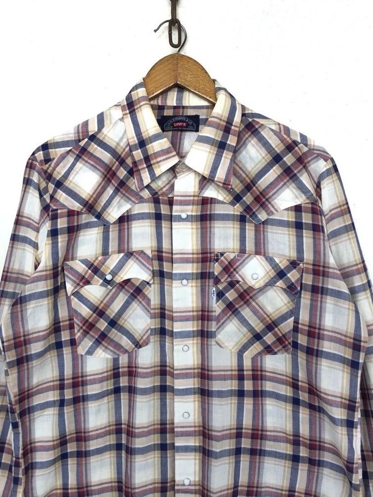 Levi's Vintage Clothing 💥Vintage 80s Western Levi’s Blue Tag Shirt Button Size US XL / EU 56 / 4 - 2 Thumbnail