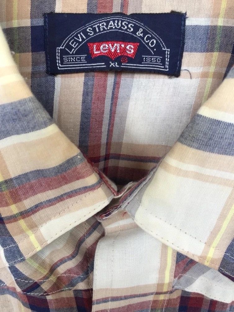Levi's Vintage Clothing 💥Vintage 80s Western Levi’s Blue Tag Shirt Button Size US XL / EU 56 / 4 - 7 Thumbnail
