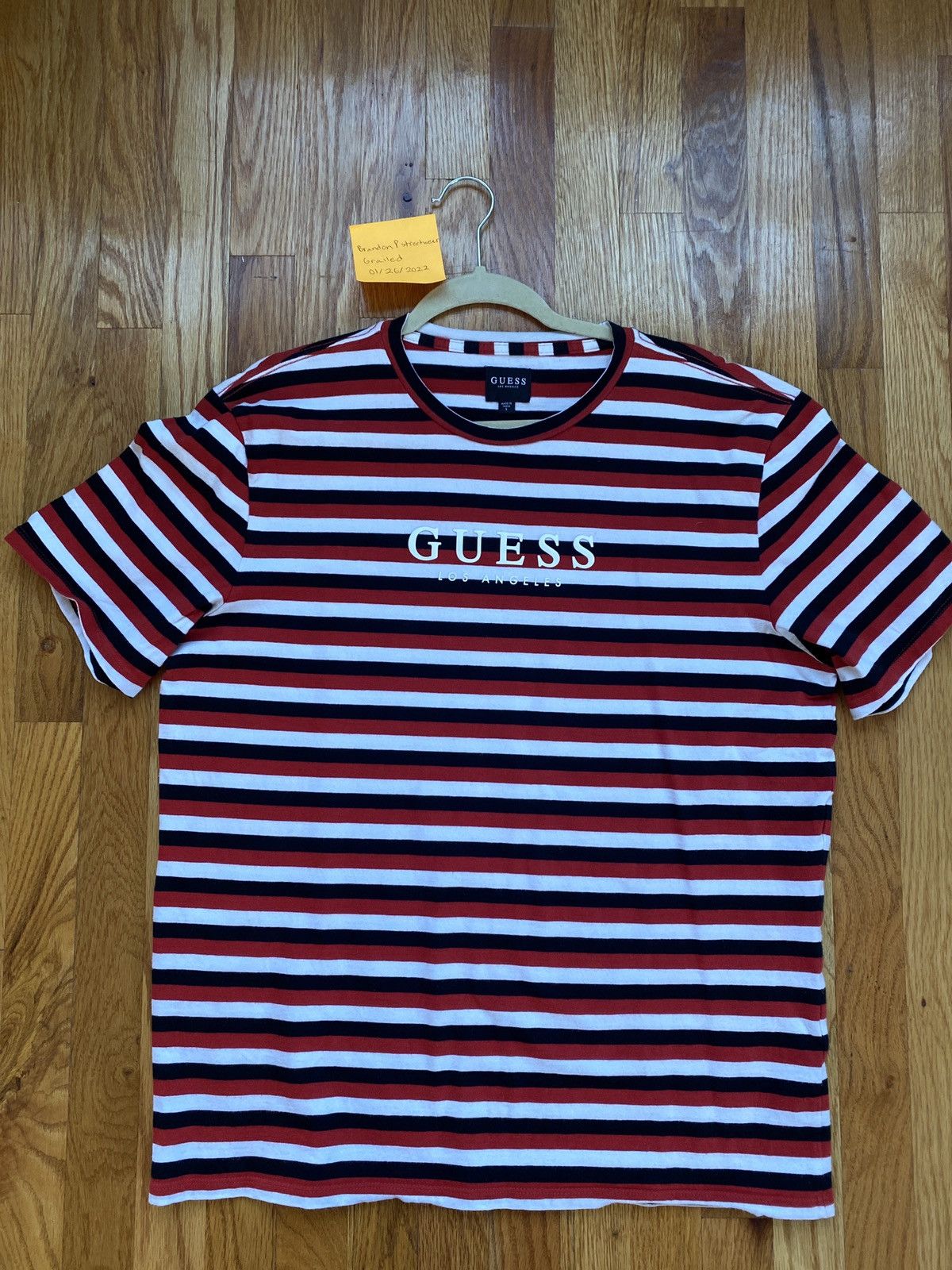 Red and white guess shirt deals