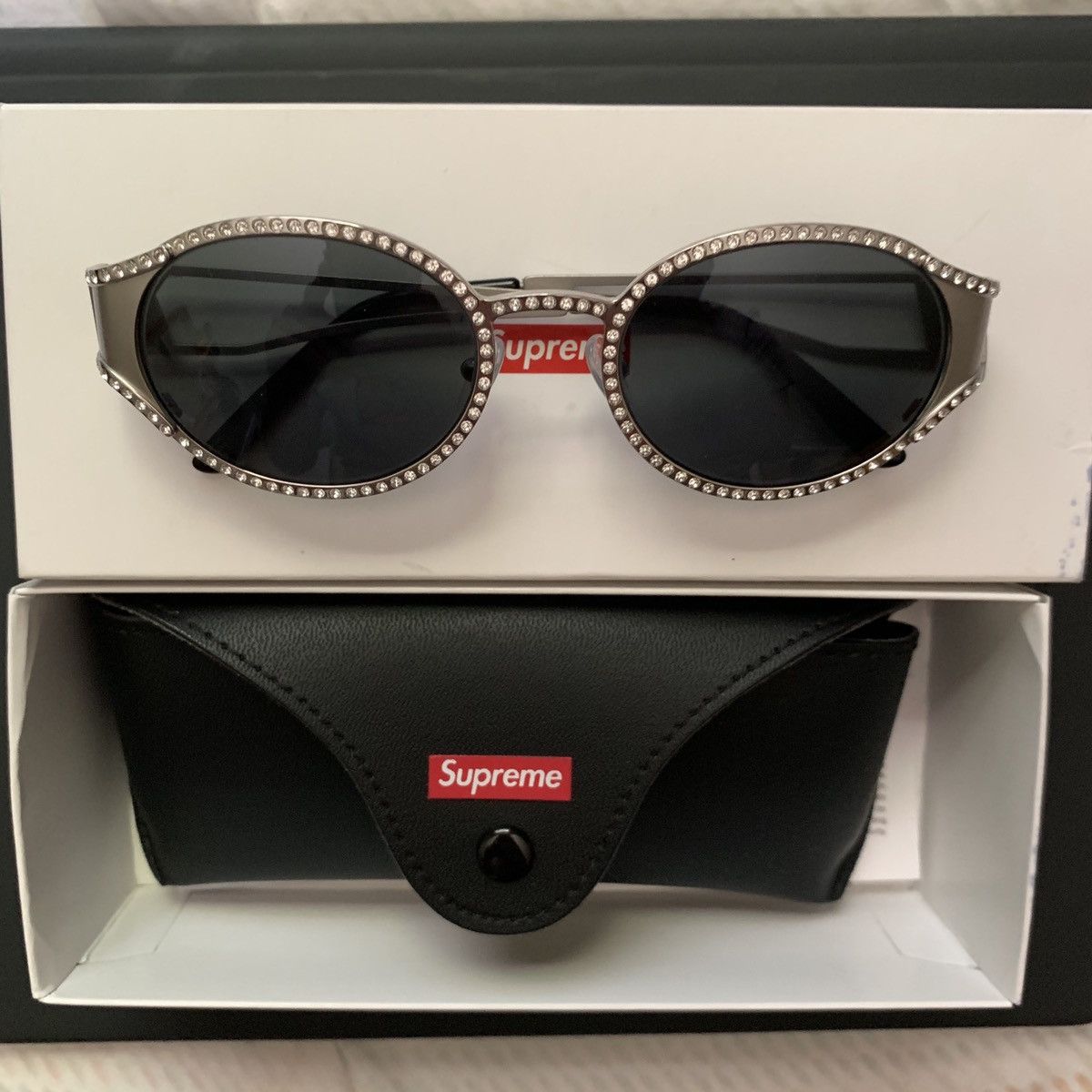 Louis Vuitton Supreme Collaboration Silver Logo Sunglasses Very