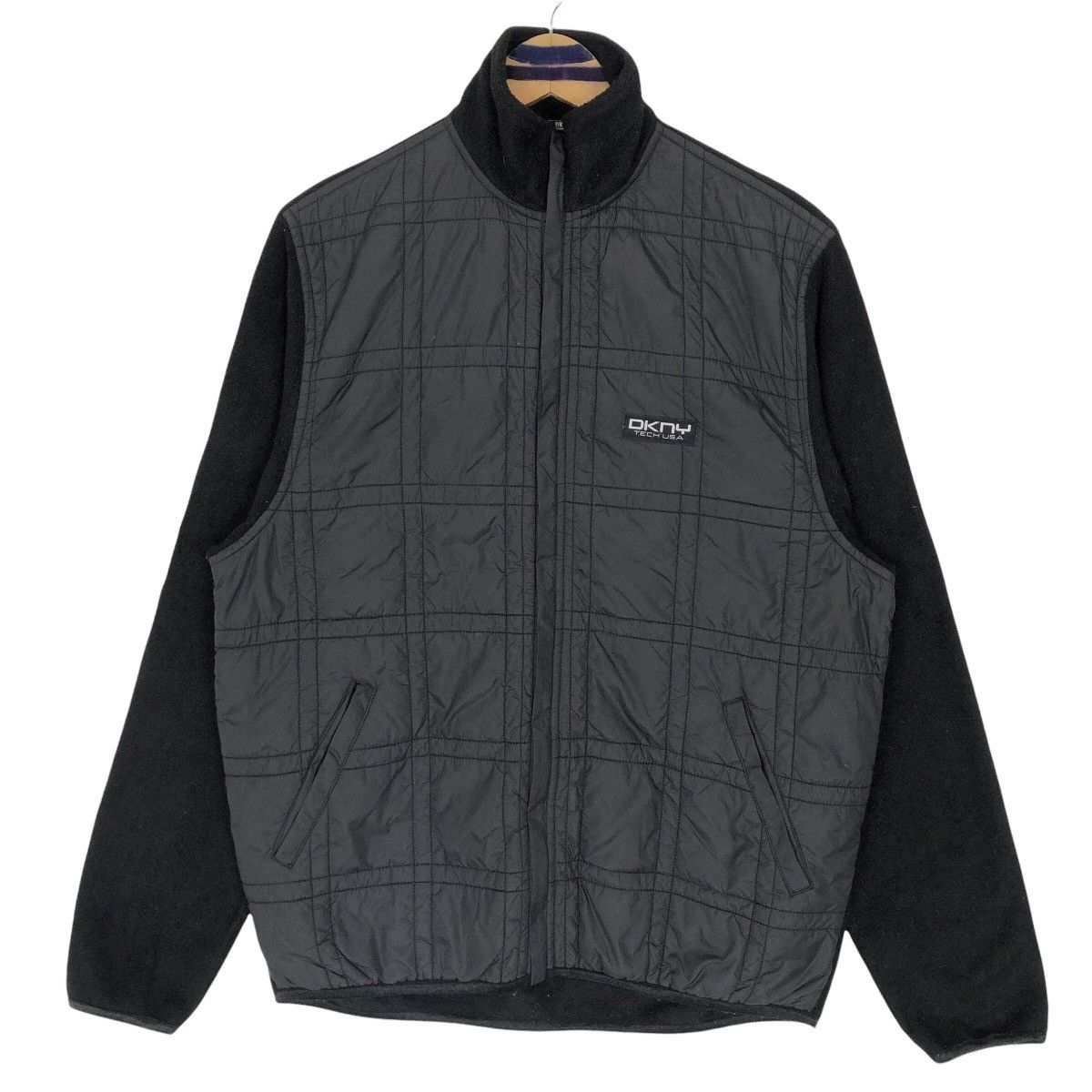 DKNY Vintage DKNY Active Quilted Fleece Sweater Zip Up Designer Size US L / EU 52-54 / 3 - 1 Thumbnail