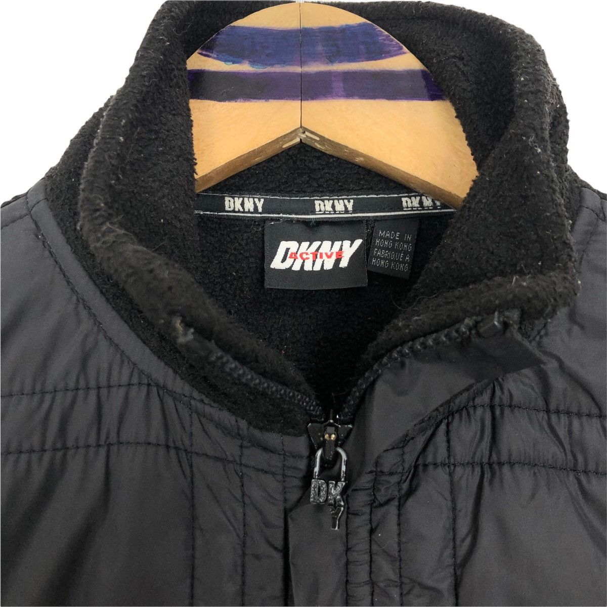 DKNY Vintage DKNY Active Quilted Fleece Sweater Zip Up Designer Size US L / EU 52-54 / 3 - 7 Thumbnail