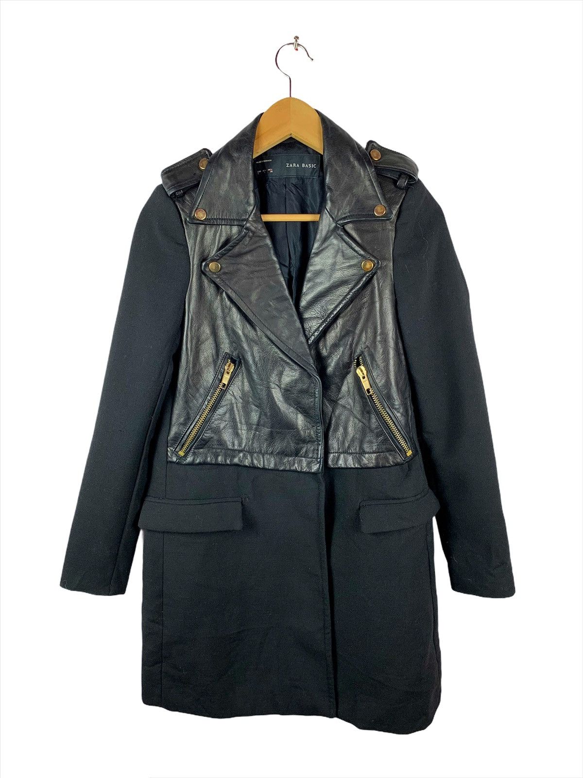 Zara Zara Leather Wool Punk Design Jacket Size US S / EU 44-46 / 1 - 1 Thumbnail