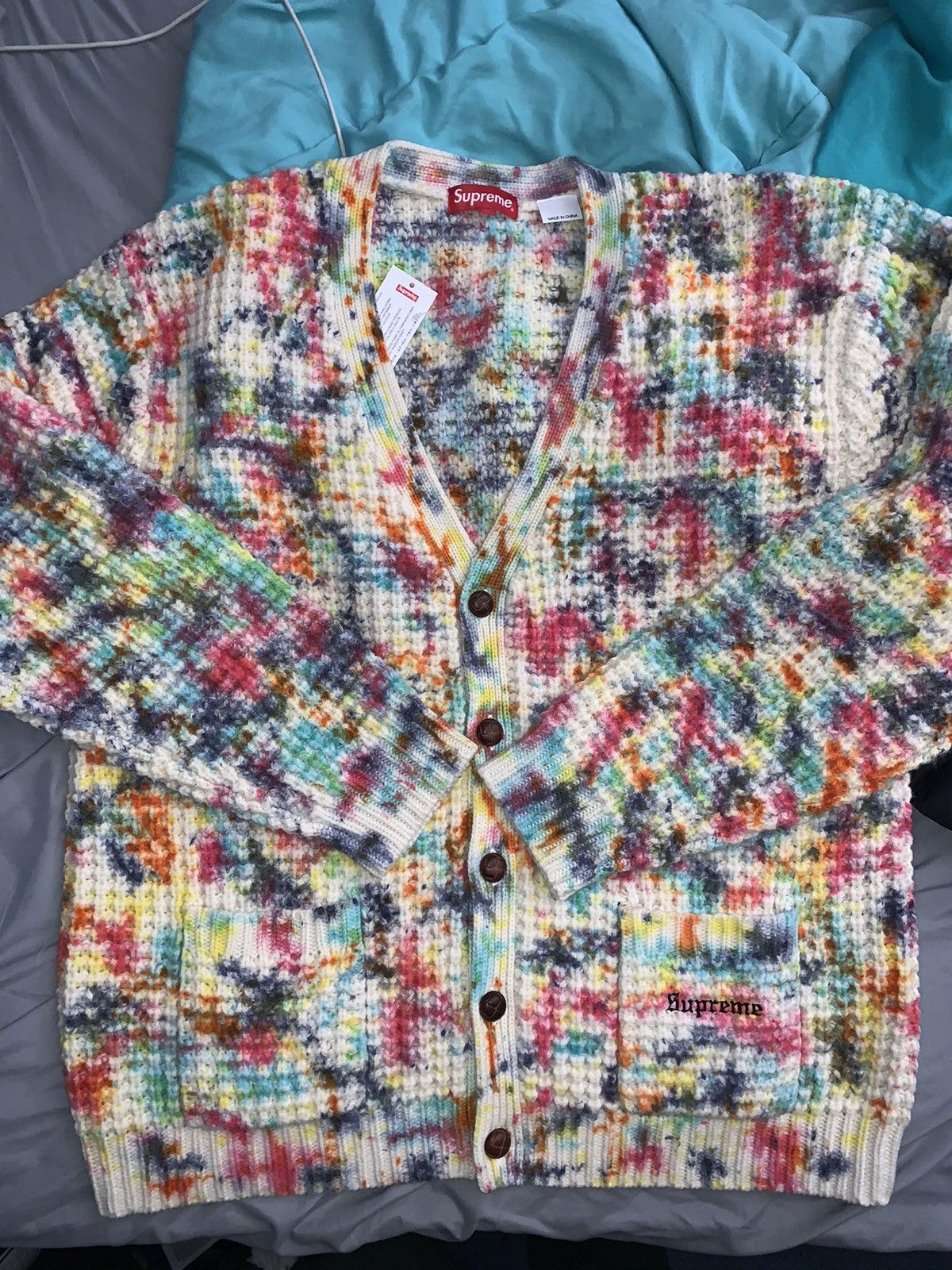 最旬ダウン Supreme Waffle Knit Cardigan Tie Dye - メンズ